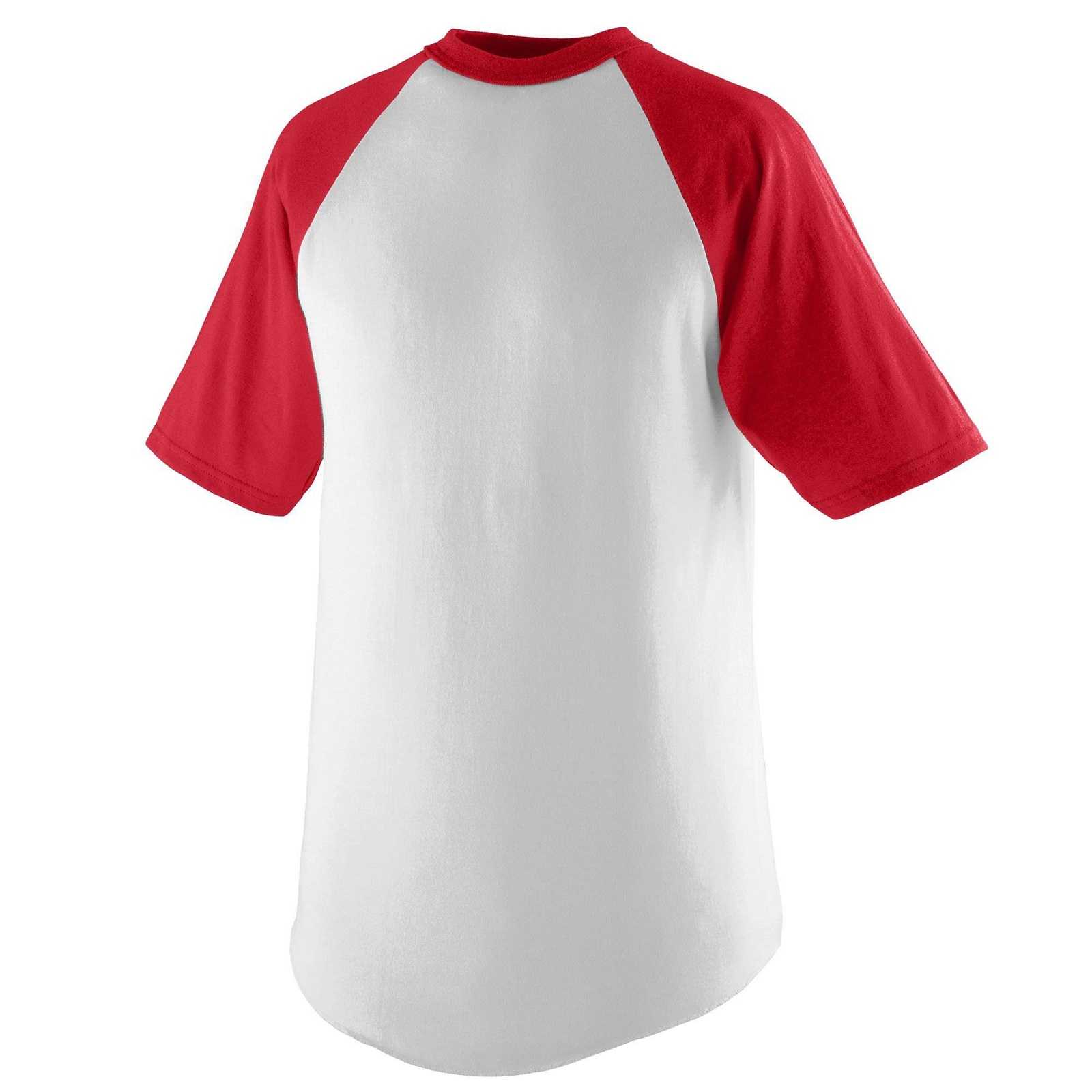 Augusta 424 Short Sleeve Baseball Jersey - Youth - White Red - HIT a Double