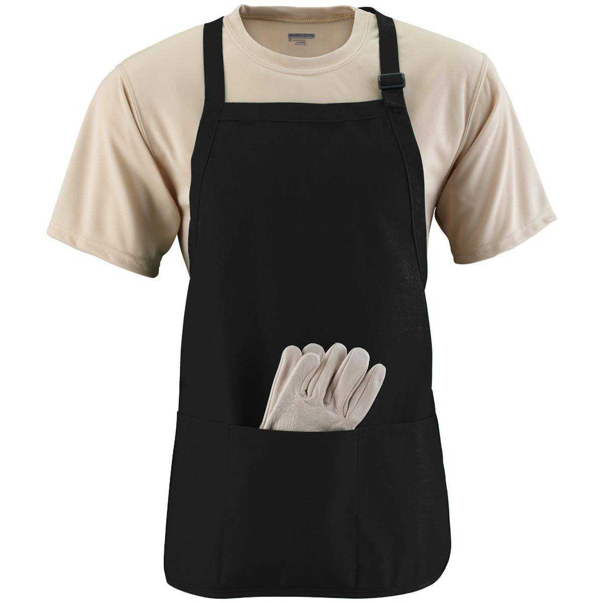 Augusta 4250 Medium Length Apron with Pouch - Black - HIT a Double