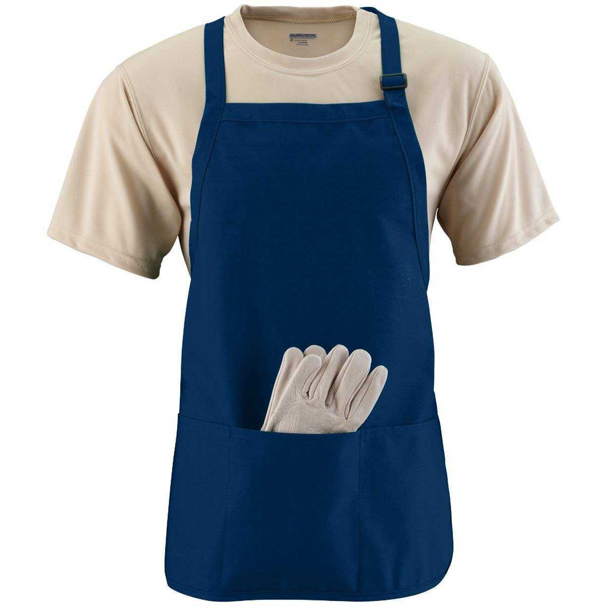 Augusta 4250 Medium Length Apron with Pouch - Navy - HIT a Double