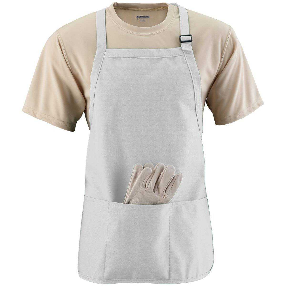 Augusta 4250 Medium Length Apron with Pouch - White - HIT a Double