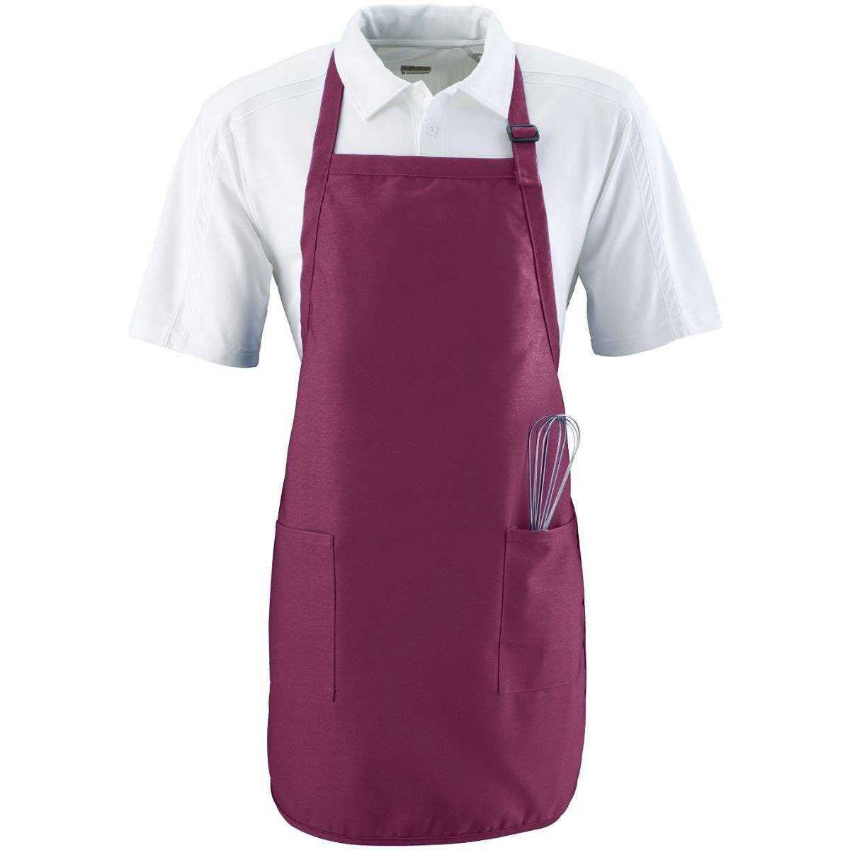 Augusta 4350 Full Length Apron with Pockets - Maroon - HIT a Double