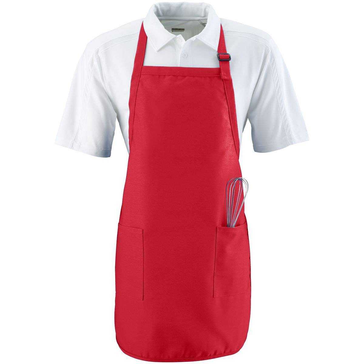 Augusta 4350 Full Length Apron with Pockets - Red - HIT a Double
