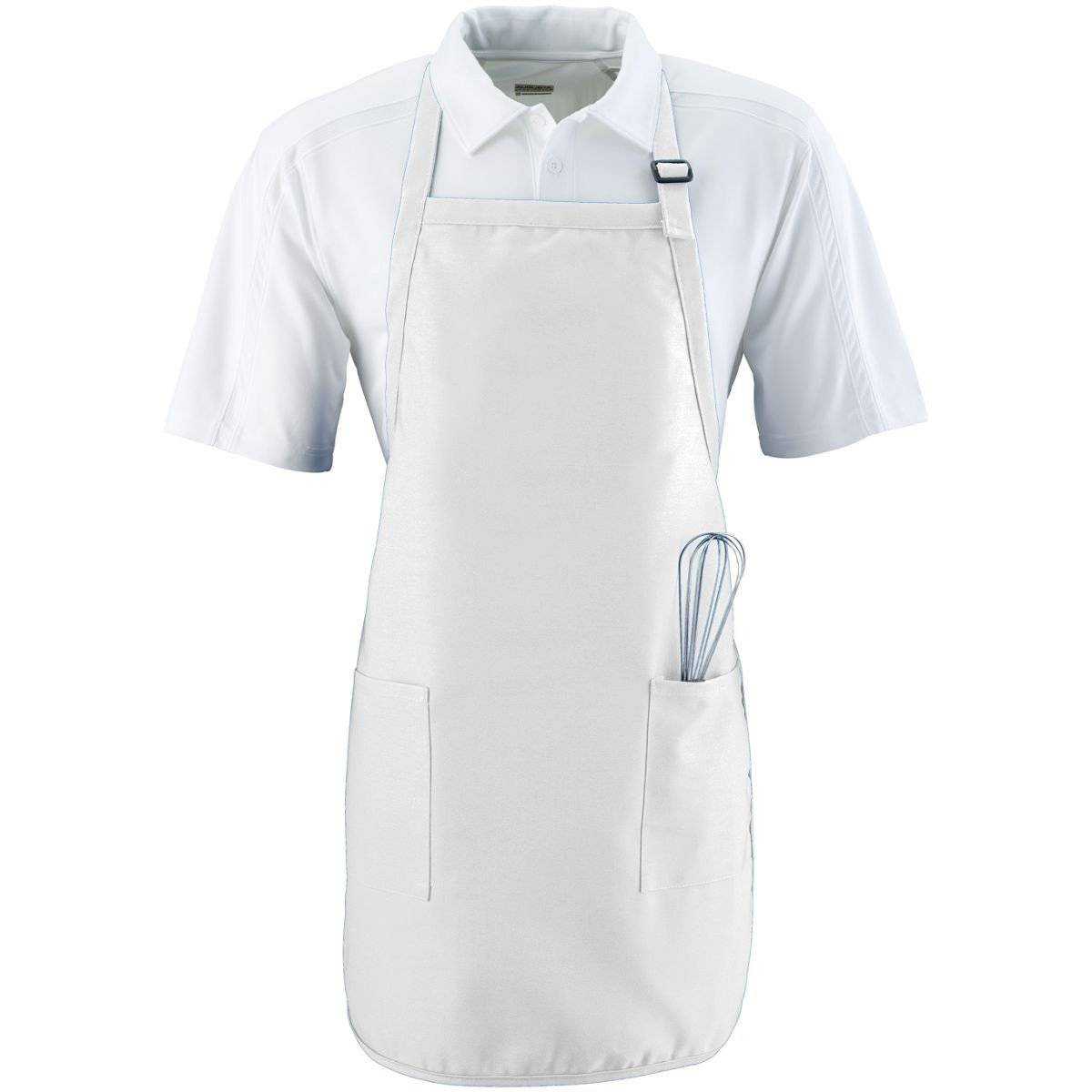 Augusta 4350 Full Length Apron with Pockets - White - HIT a Double