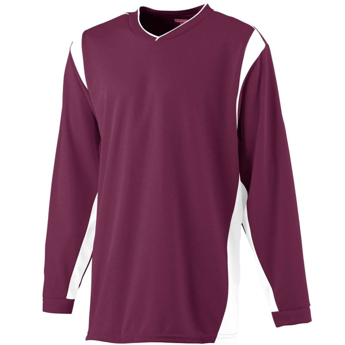 Augusta 4600 Wicking Long Sleeve Warmup Shirt - Maroon White - HIT a Double