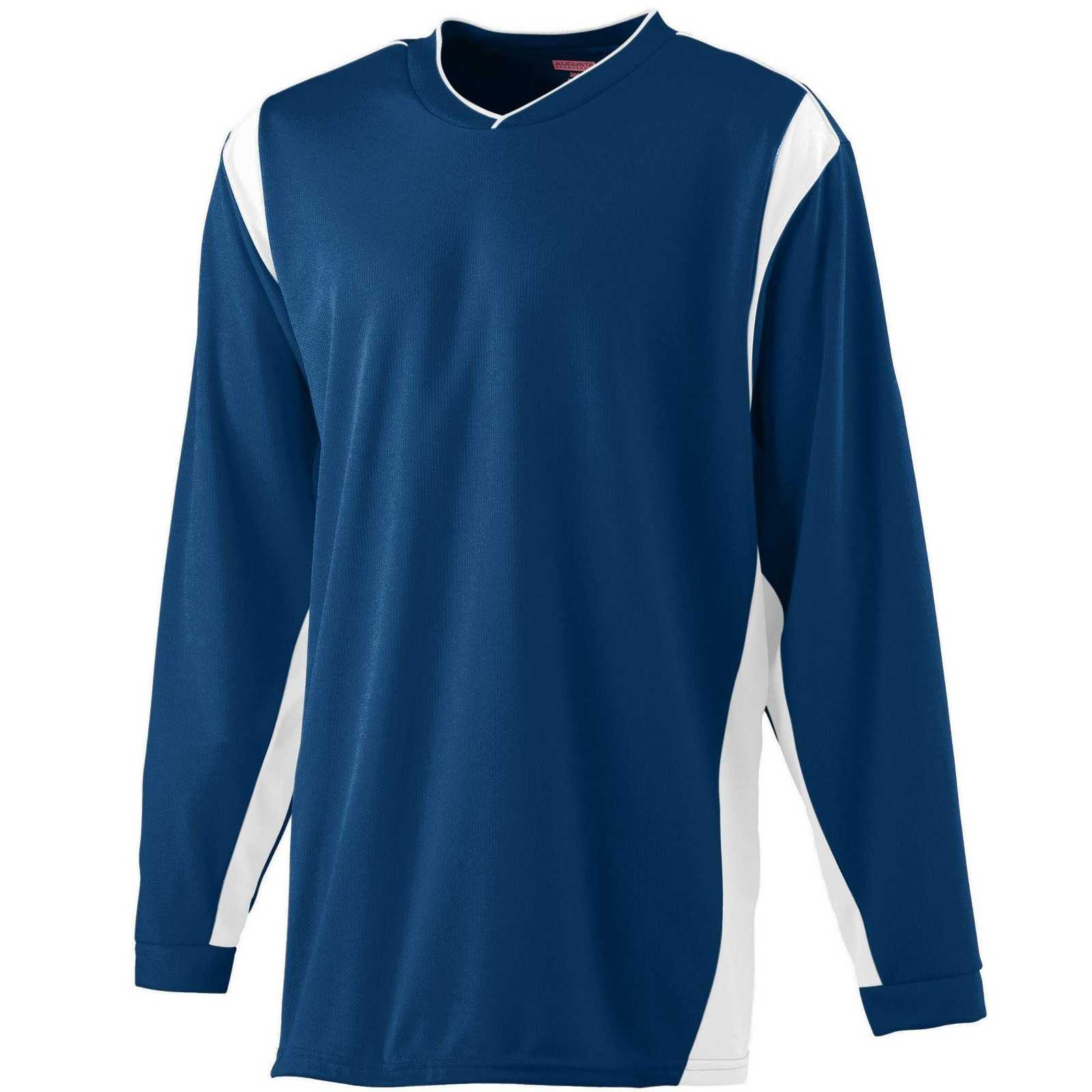 Augusta 4600 Wicking Long Sleeve Warmup Shirt - Navy White - HIT a Double