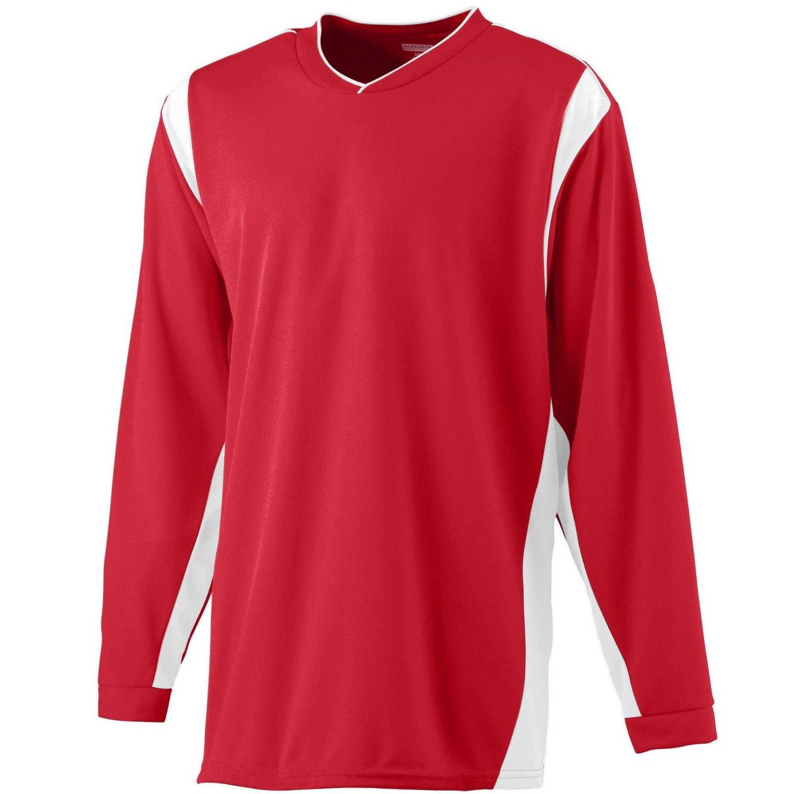 Augusta 4600 Wicking Long Sleeve Warmup Shirt - Red White - HIT a Double