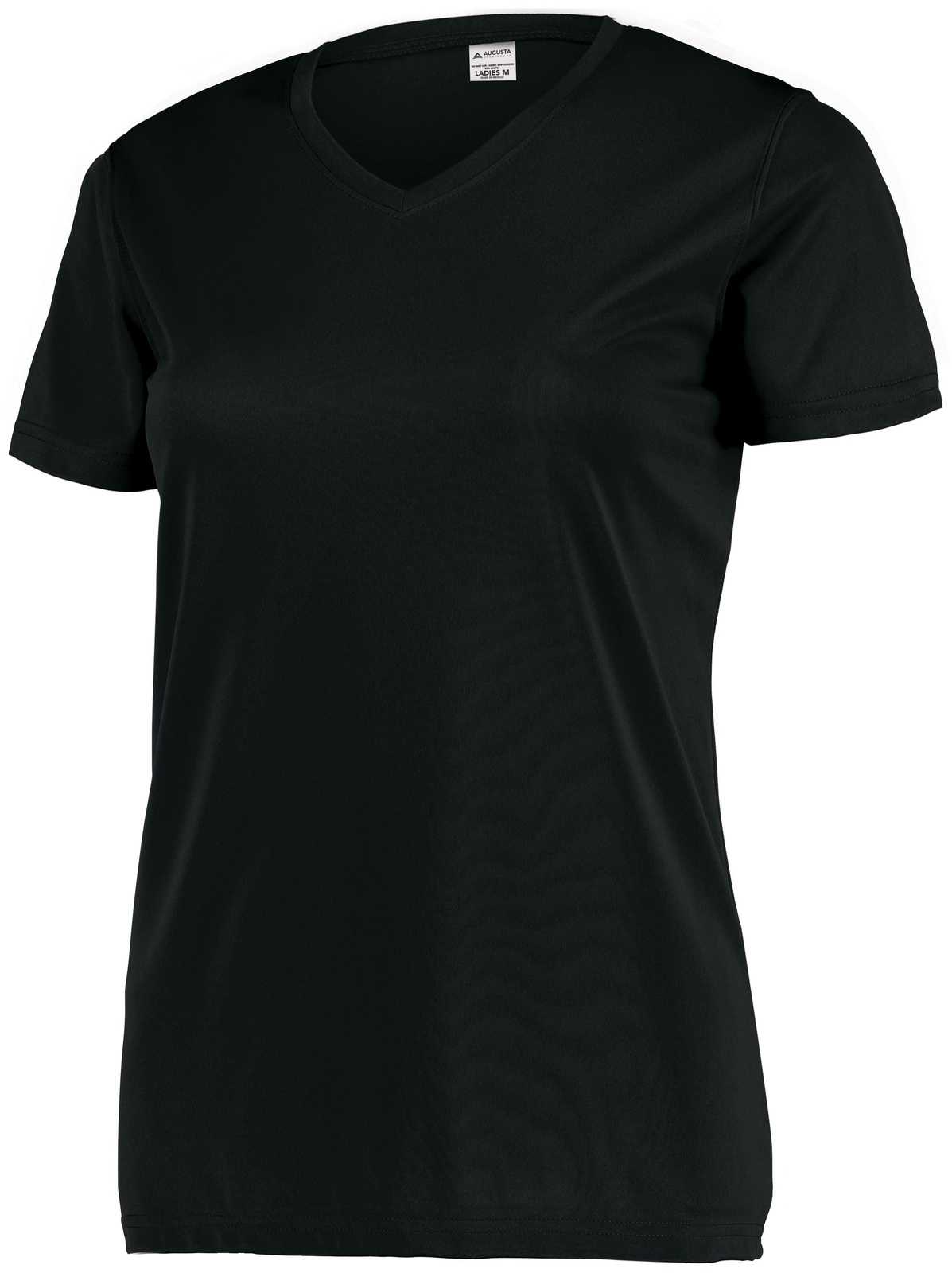 Augusta 4792 Ladies Attain Wicking Set-In Sleeve Tee - Black - HIT a Double