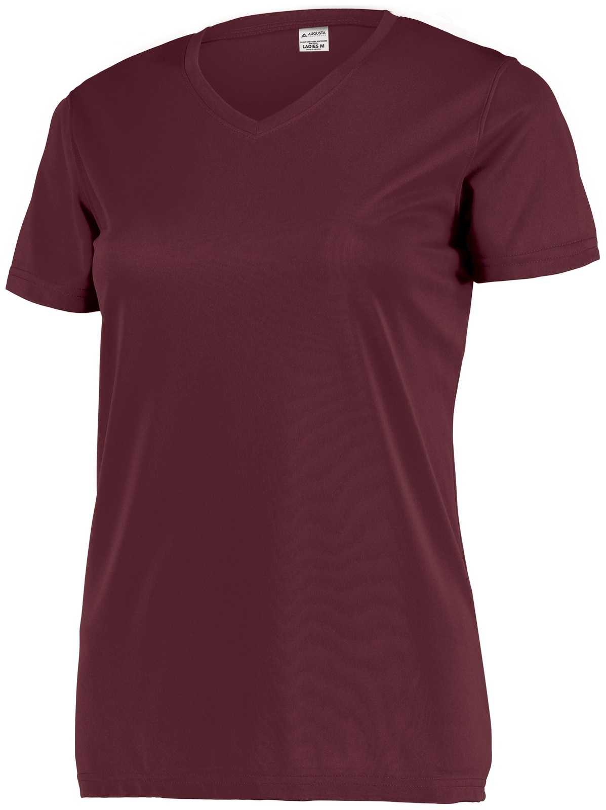 Augusta 4792 Ladies Attain Wicking Set-In Sleeve Tee - Maroon Hlw - HIT a Double - 1