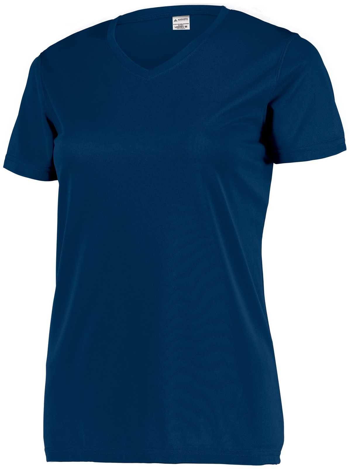 Augusta 4792 Ladies Attain Wicking Set-In Sleeve Tee - Navy - HIT a Double - 1