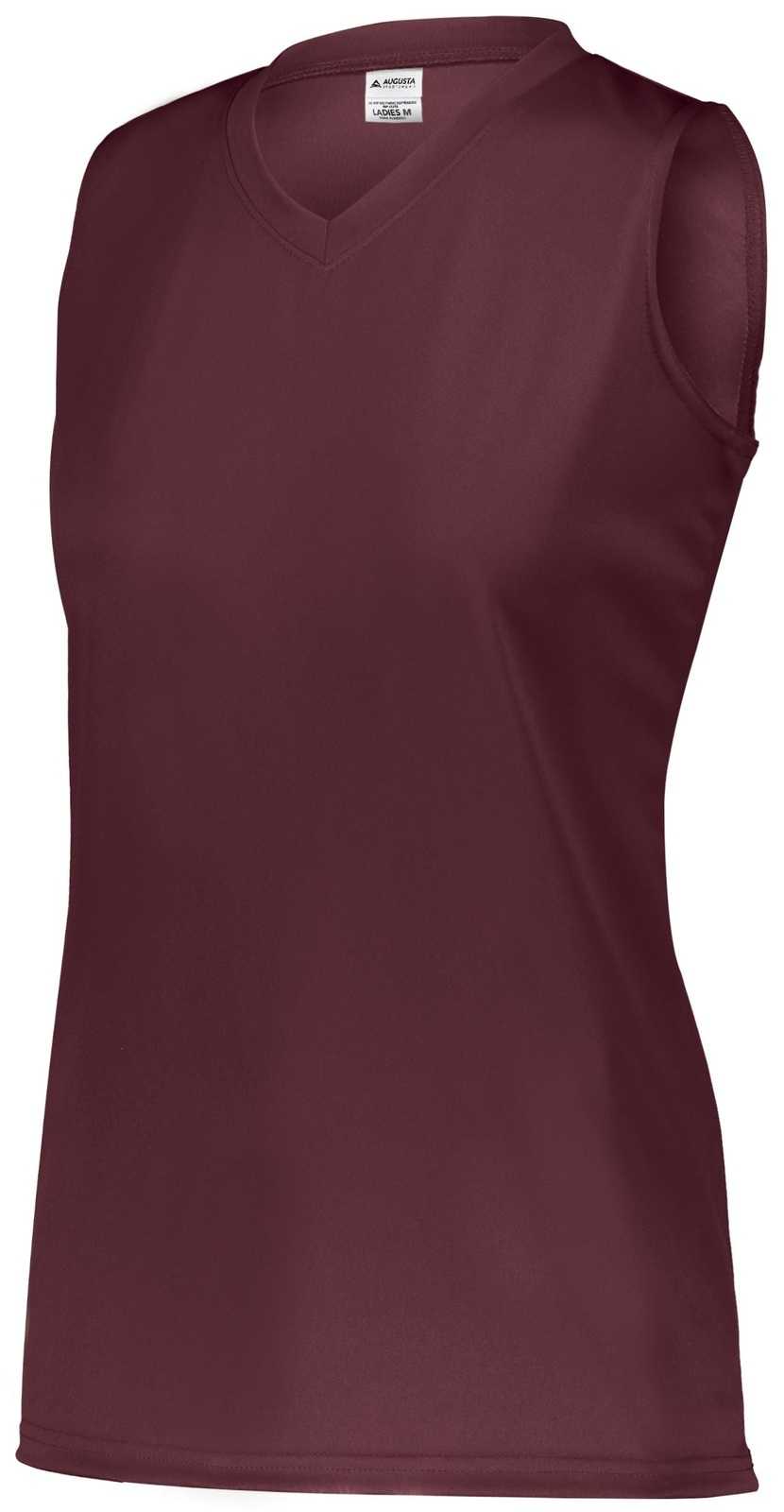 Augusta 4794 Ladies Attain Wicking Sleeveless Jersey - Maroon (Hlw) - HIT a Double