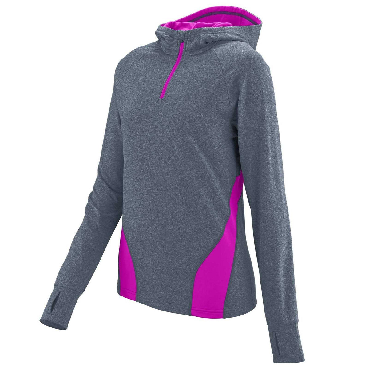 Augusta 4812 Ladies Freedom Pullover - Graphite Heather Power Pink - HIT a Double
