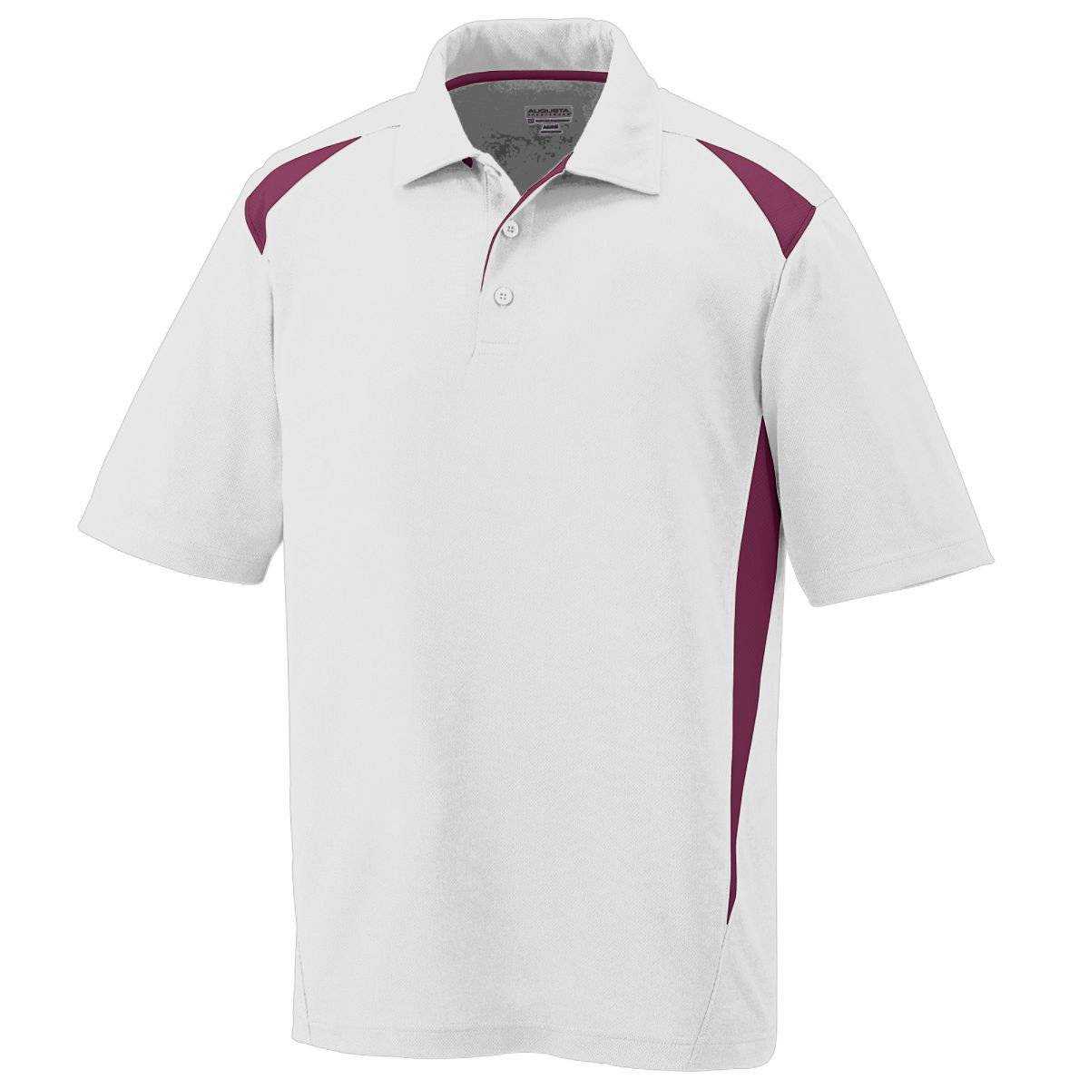 Augusta 5012 Premier Sport Shirt - White Maroon - HIT a Double