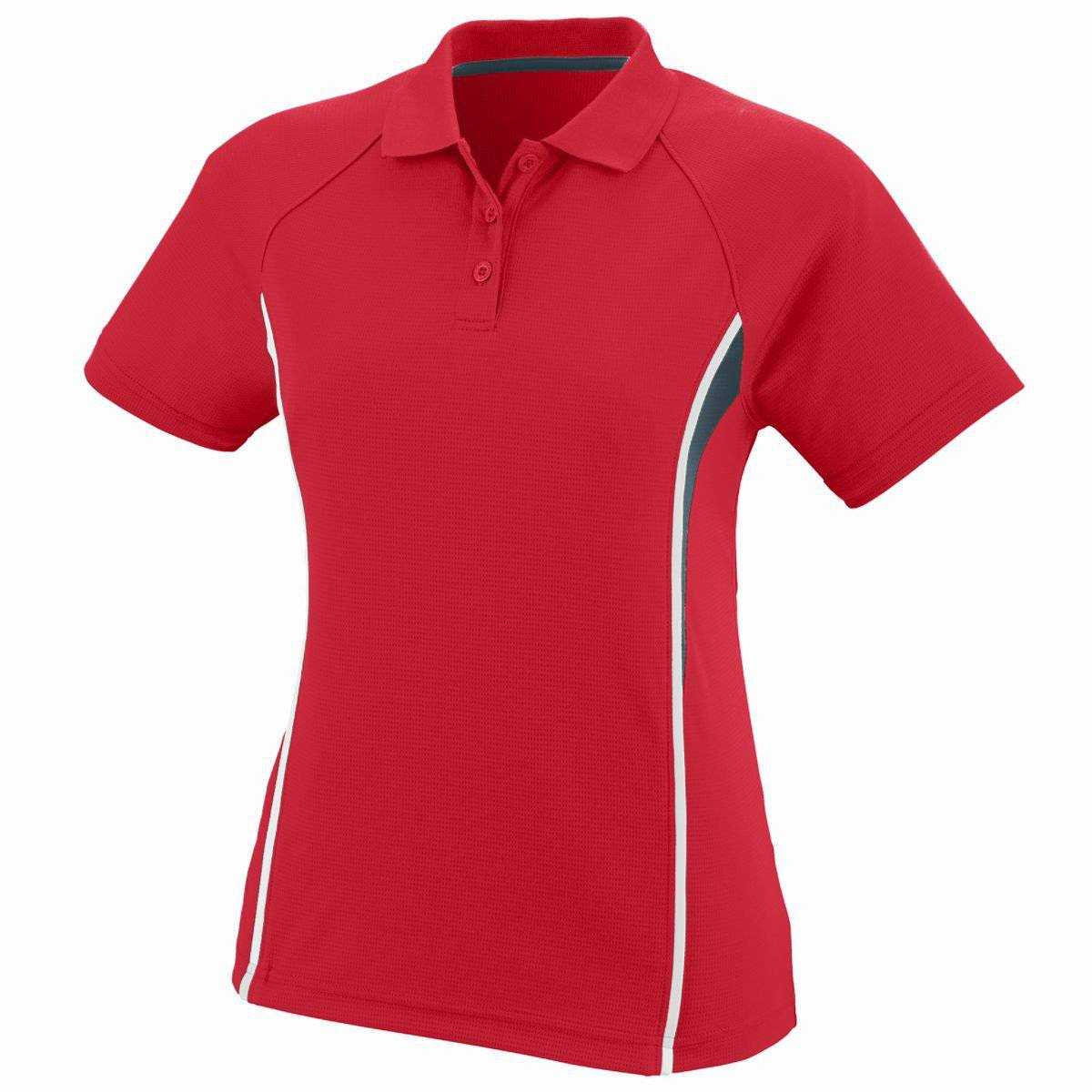 Augusta 5024 Ladies Rival Sport Shirt - Red Dark Gray White - HIT a Double