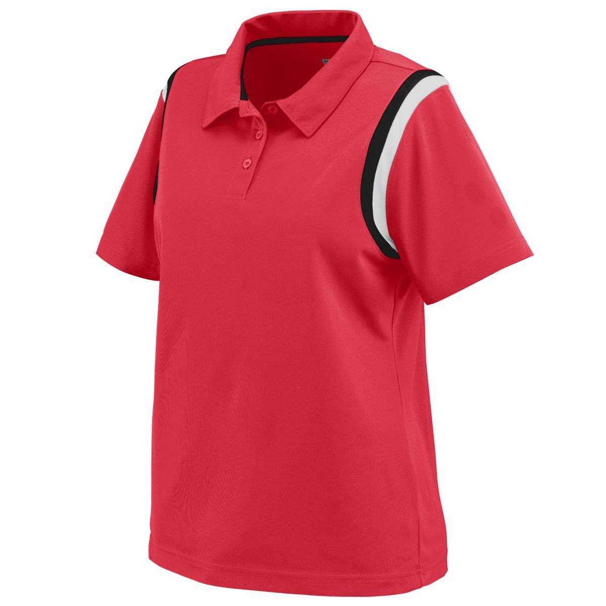 Augusta 5048 Ladies Genesis Sport Shirt - Red Black White - HIT a Double