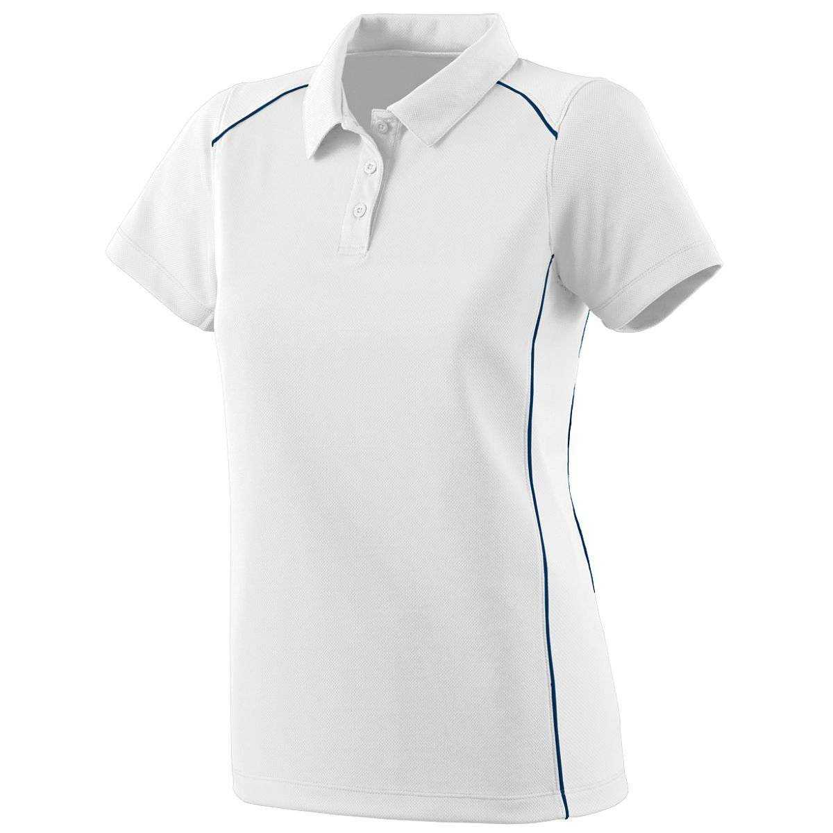 Augusta 5092 Ladies Winning Streak Sport Shirt - White Navy - HIT a Double