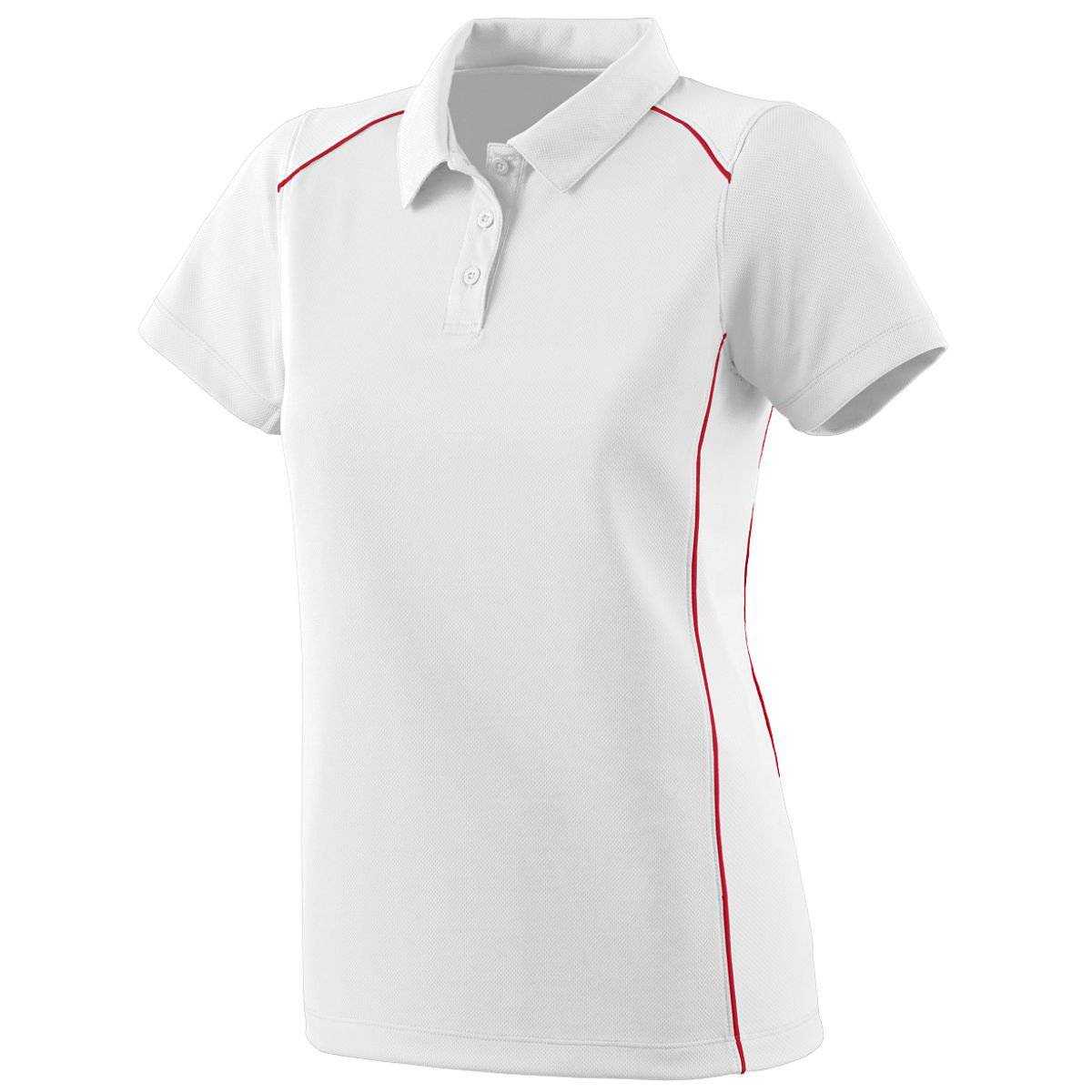 Augusta 5092 Ladies Winning Streak Sport Shirt - White Red - HIT a Double