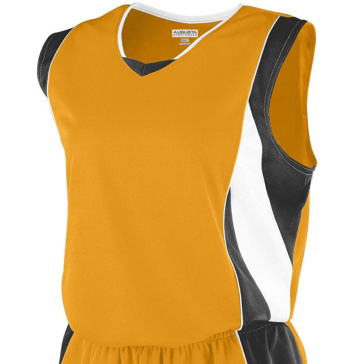Augusta 515 Ladies Wicking Mesh Extreme Jersey - Gold Black White - HIT a Double