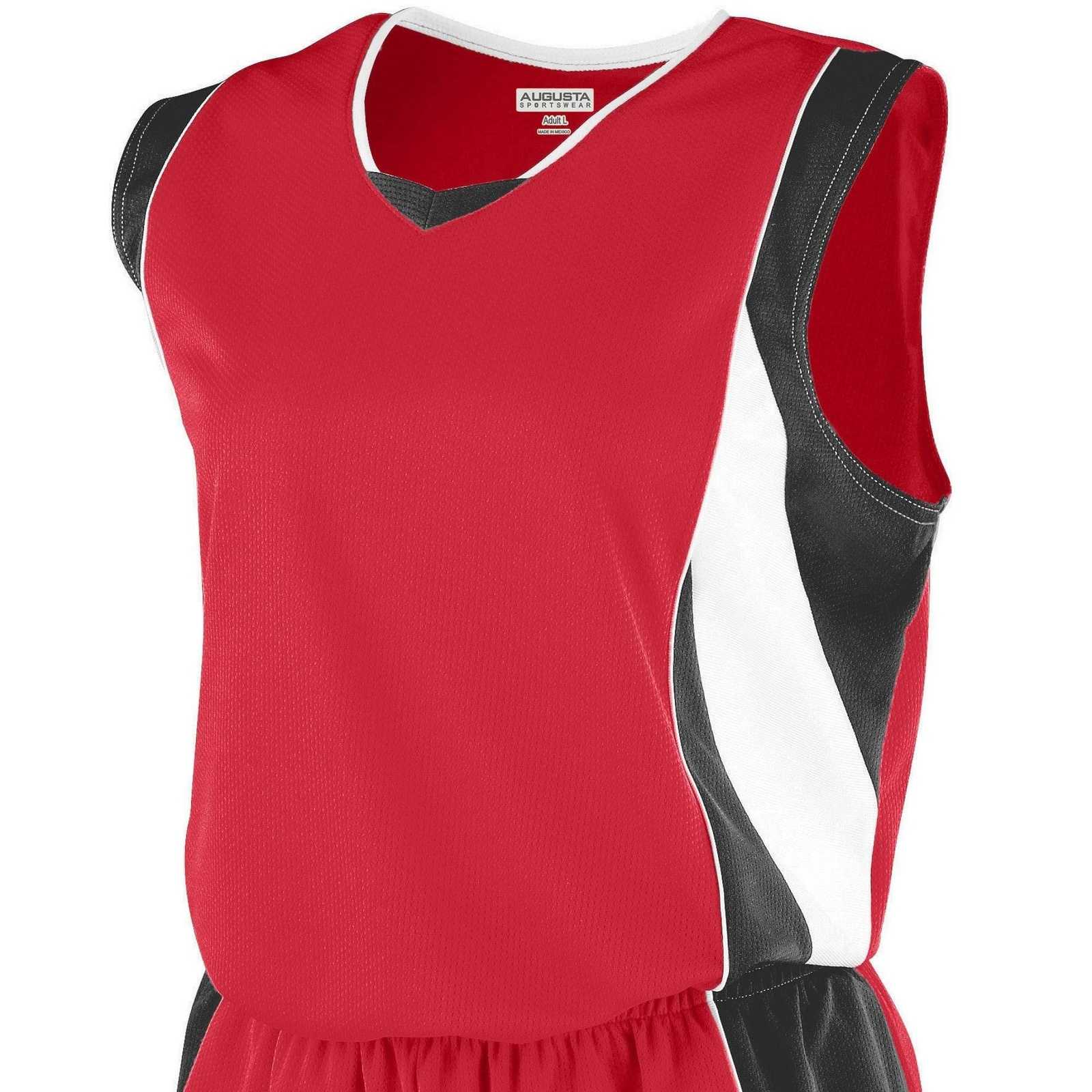Augusta 515 Ladies Wicking Mesh Extreme Jersey - Red Black White - HIT a Double