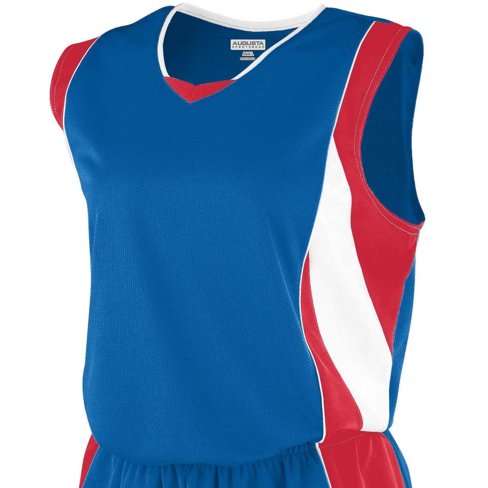 Augusta 515 Ladies Wicking Mesh Extreme Jersey - Royal Red White - HIT a Double