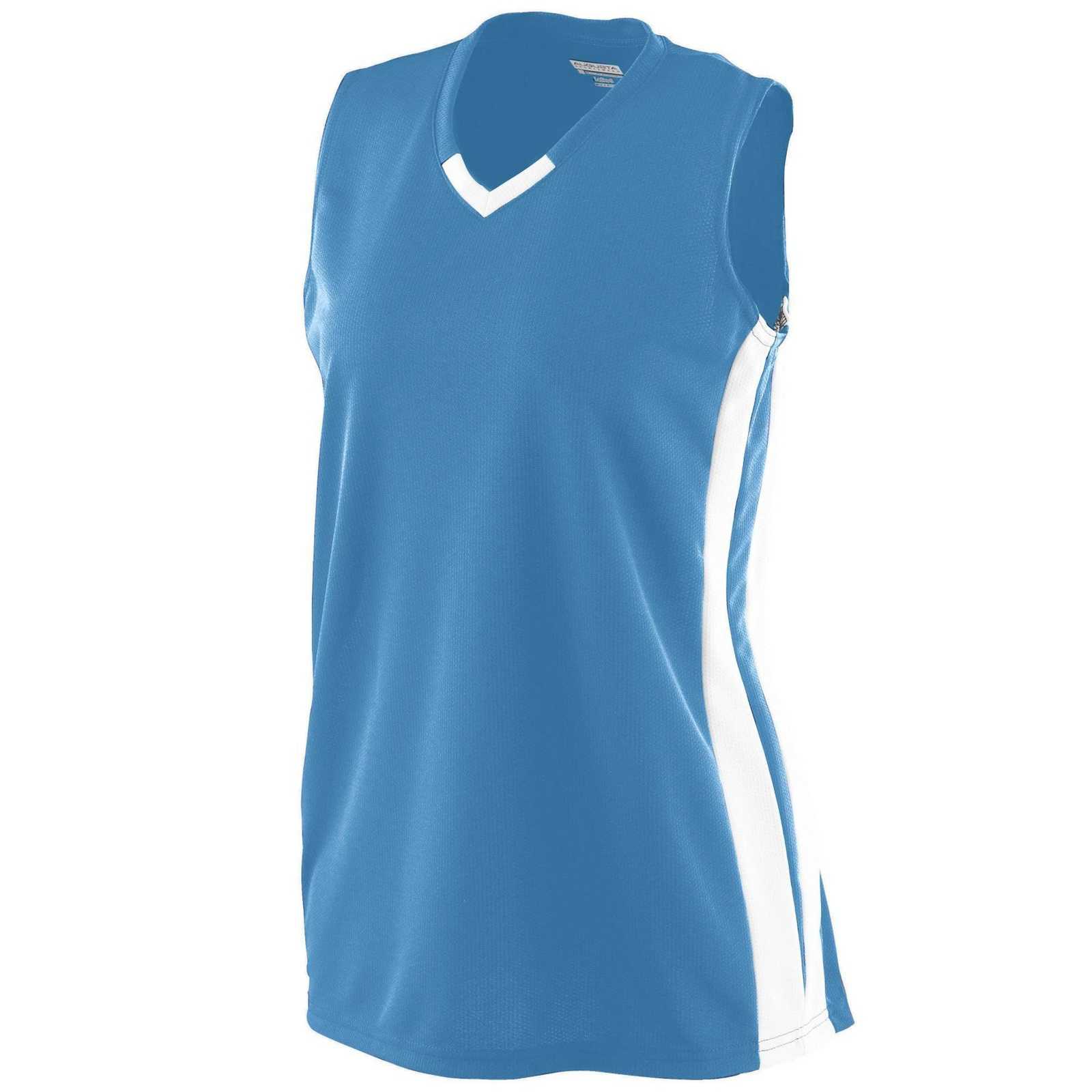 Augusta 527 Ladies Wicking Mesh Powerhouse Jersey - Columbia Blue Wh - HIT a Double