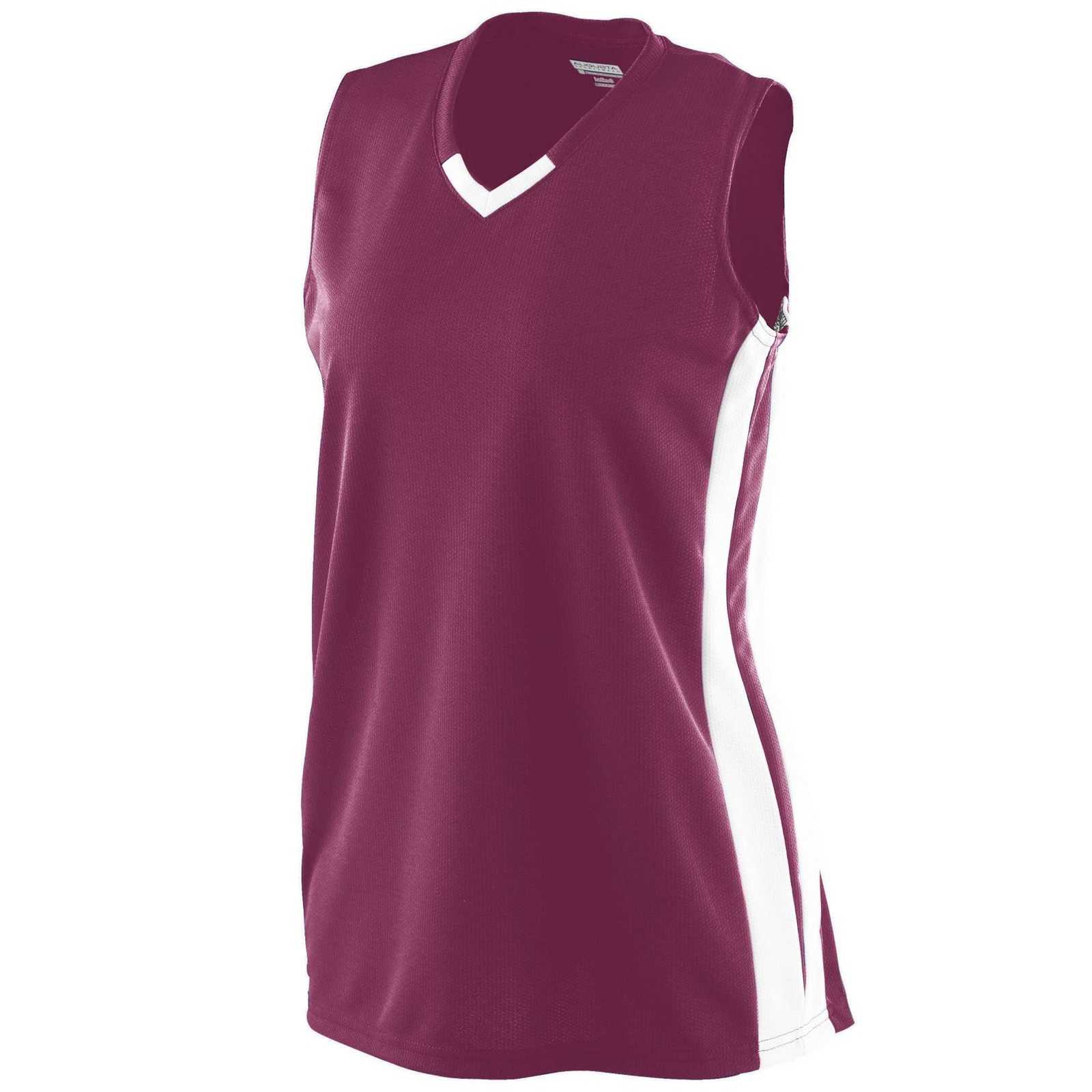 Augusta 527 Ladies Wicking Mesh Powerhouse Jersey - Maroon White - HIT a Double