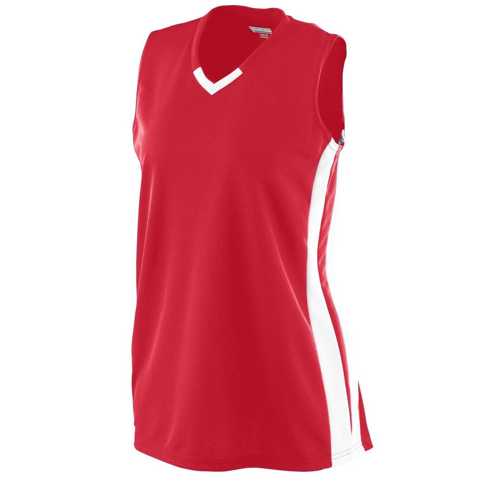 Augusta 527 Ladies Wicking Mesh Powerhouse Jersey - Red White - HIT a Double