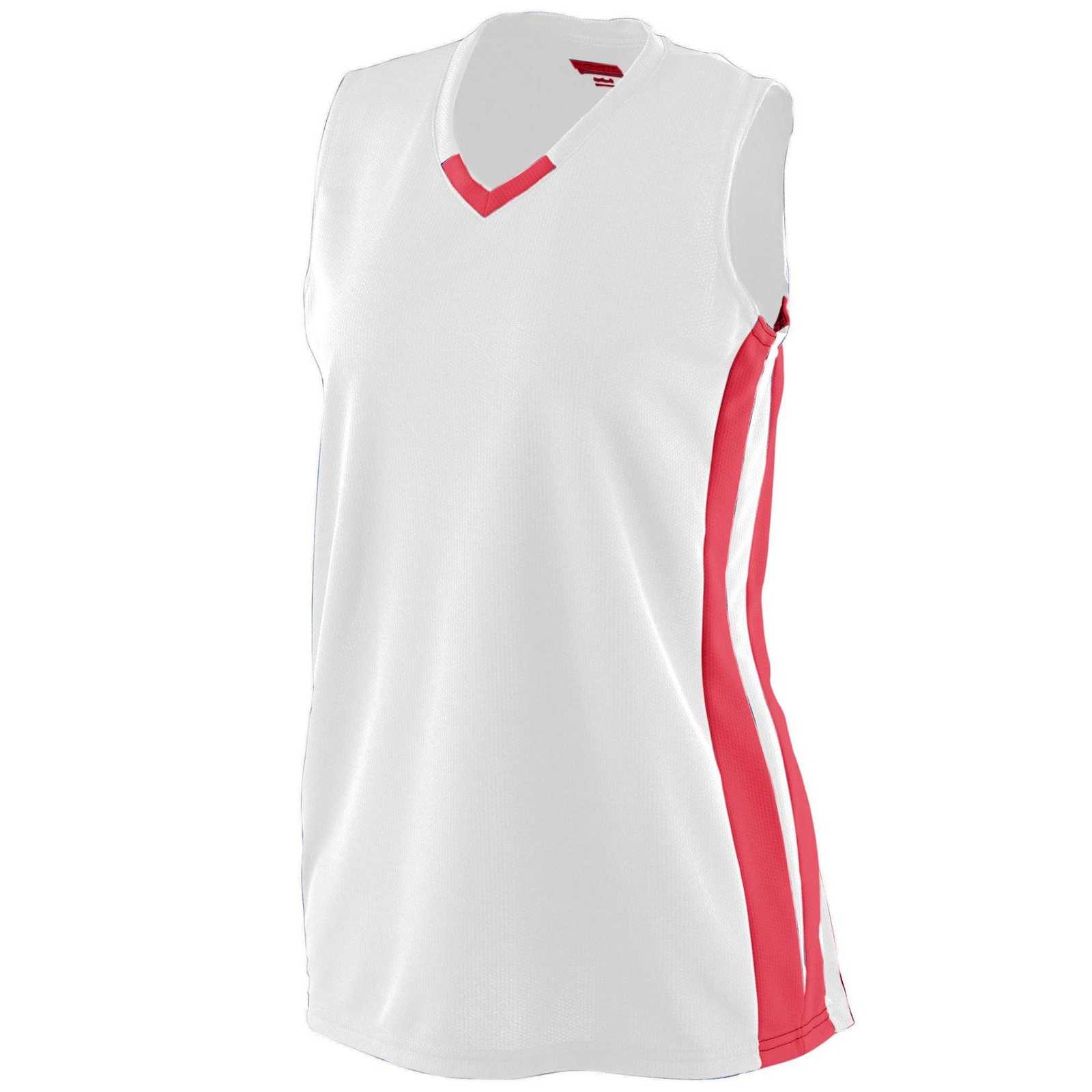 Augusta 527 Ladies Wicking Mesh Powerhouse Jersey - White Red - HIT a Double