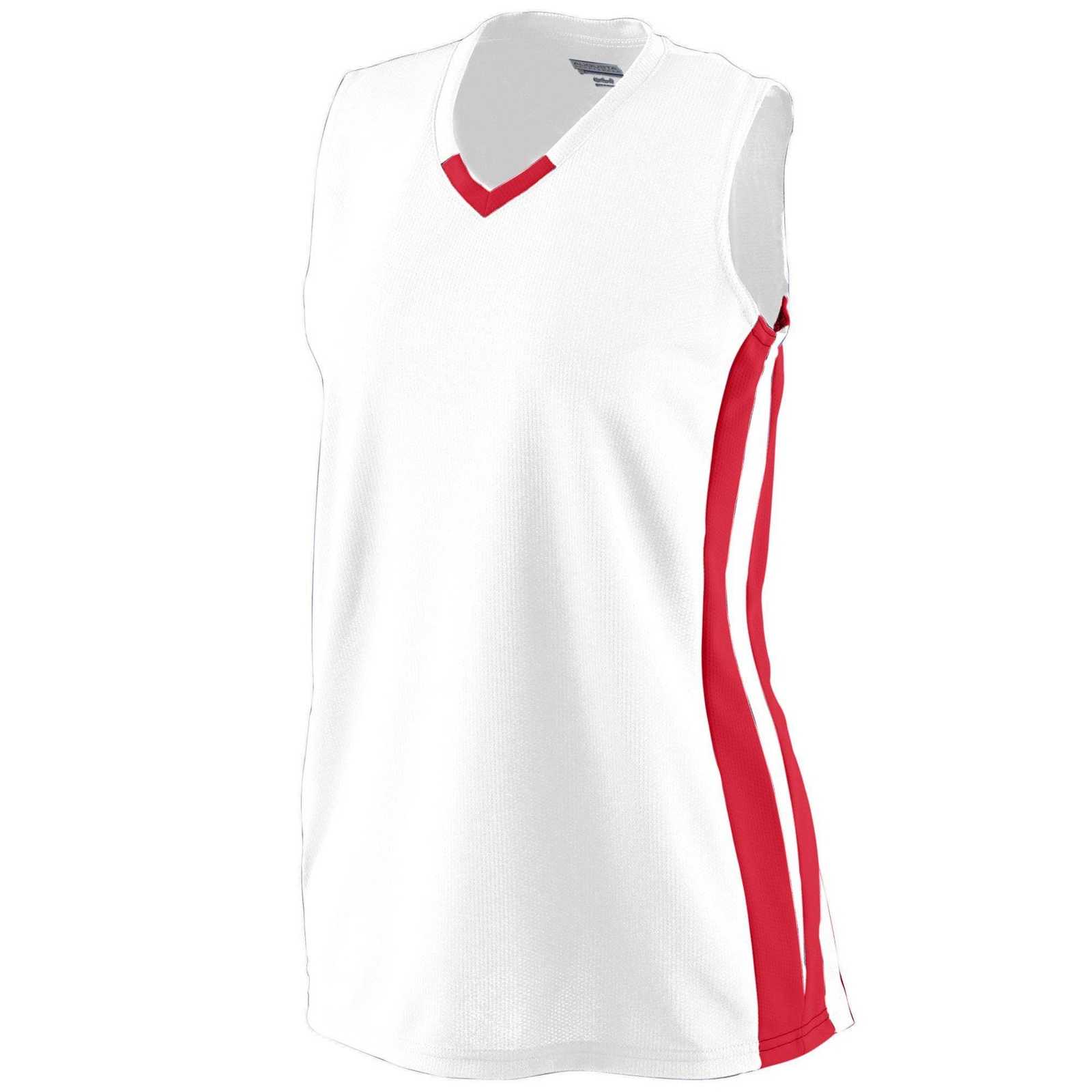 Augusta 528 Girls Wicking Mesh Powerhouse Jersey - White Red - HIT a Double