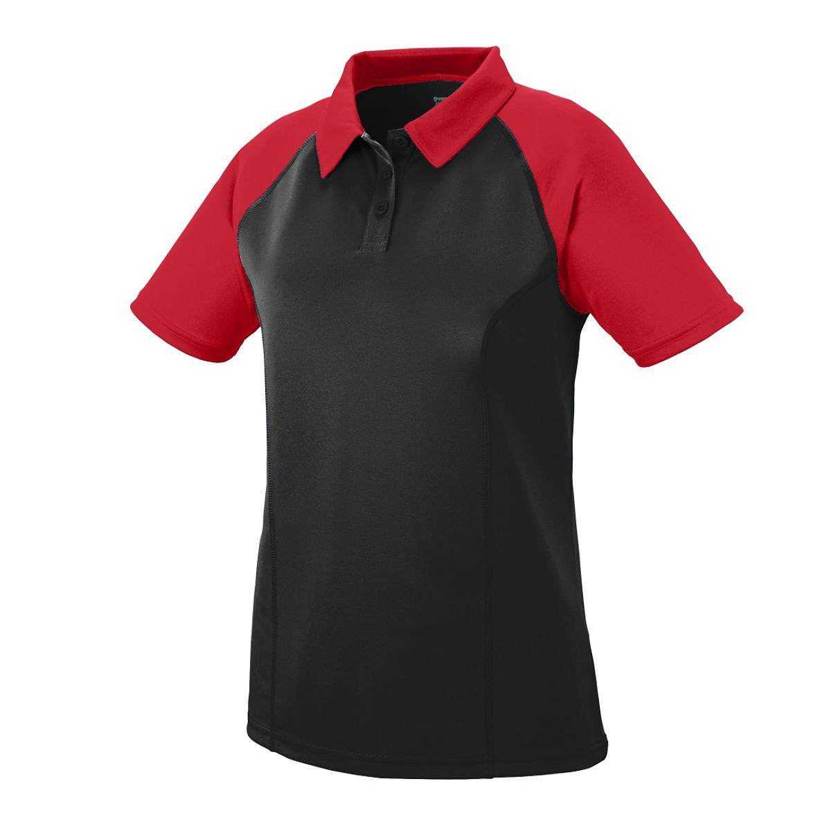 Augusta 5405 Ladies Scout Sport Shirt - Black Red - HIT a Double