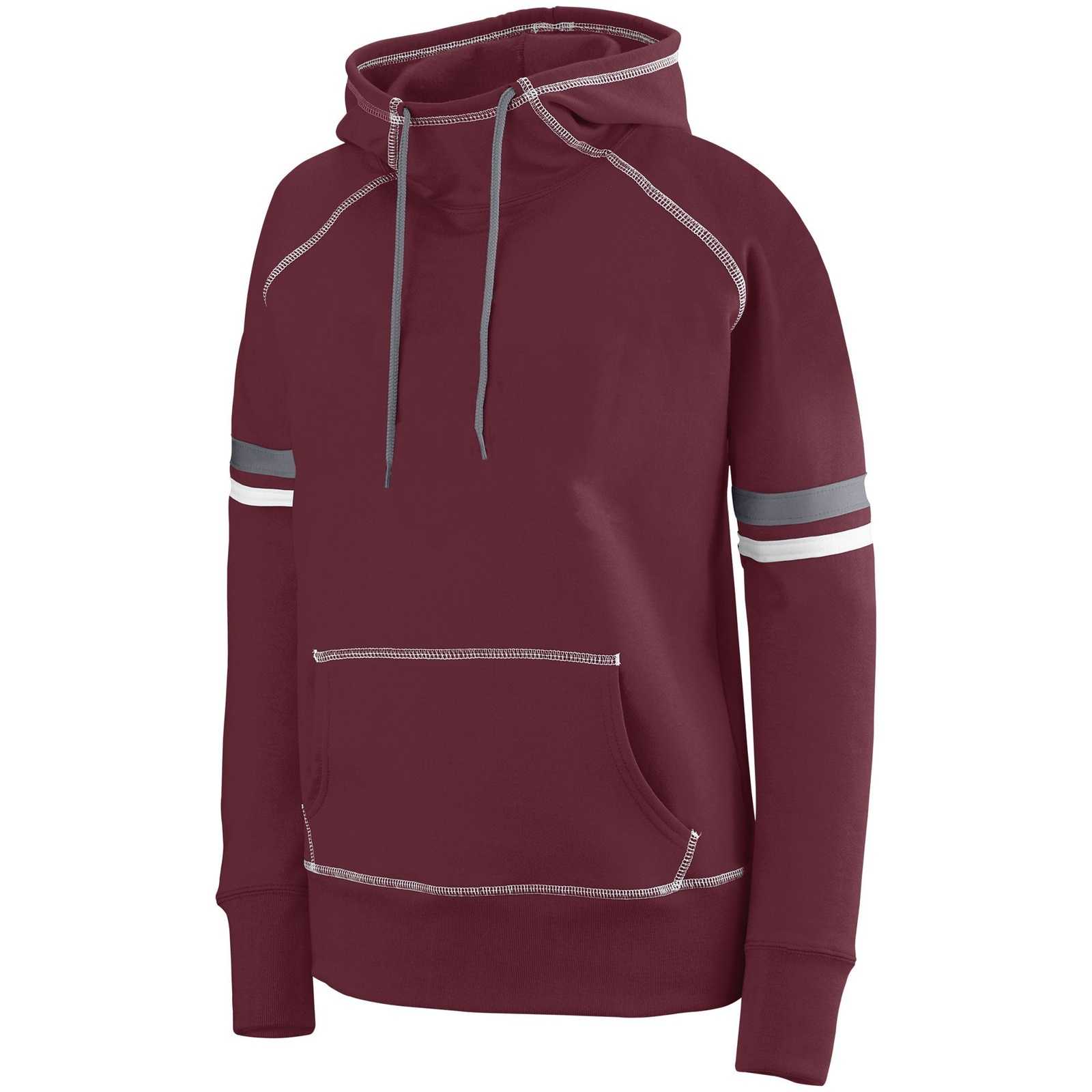 Augusta 5440 Ladies Spry Hoody - Maroon White Graphite - HIT a Double