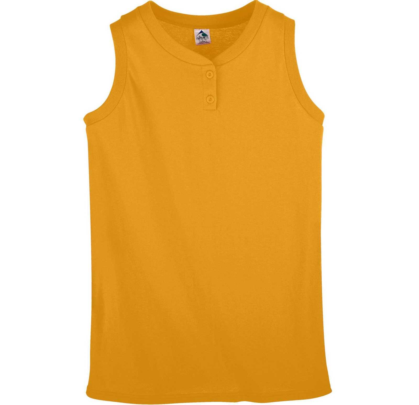 Augusta 550 Ladies Sleeveless Two Button Softball Jersey - Gold - HIT a Double
