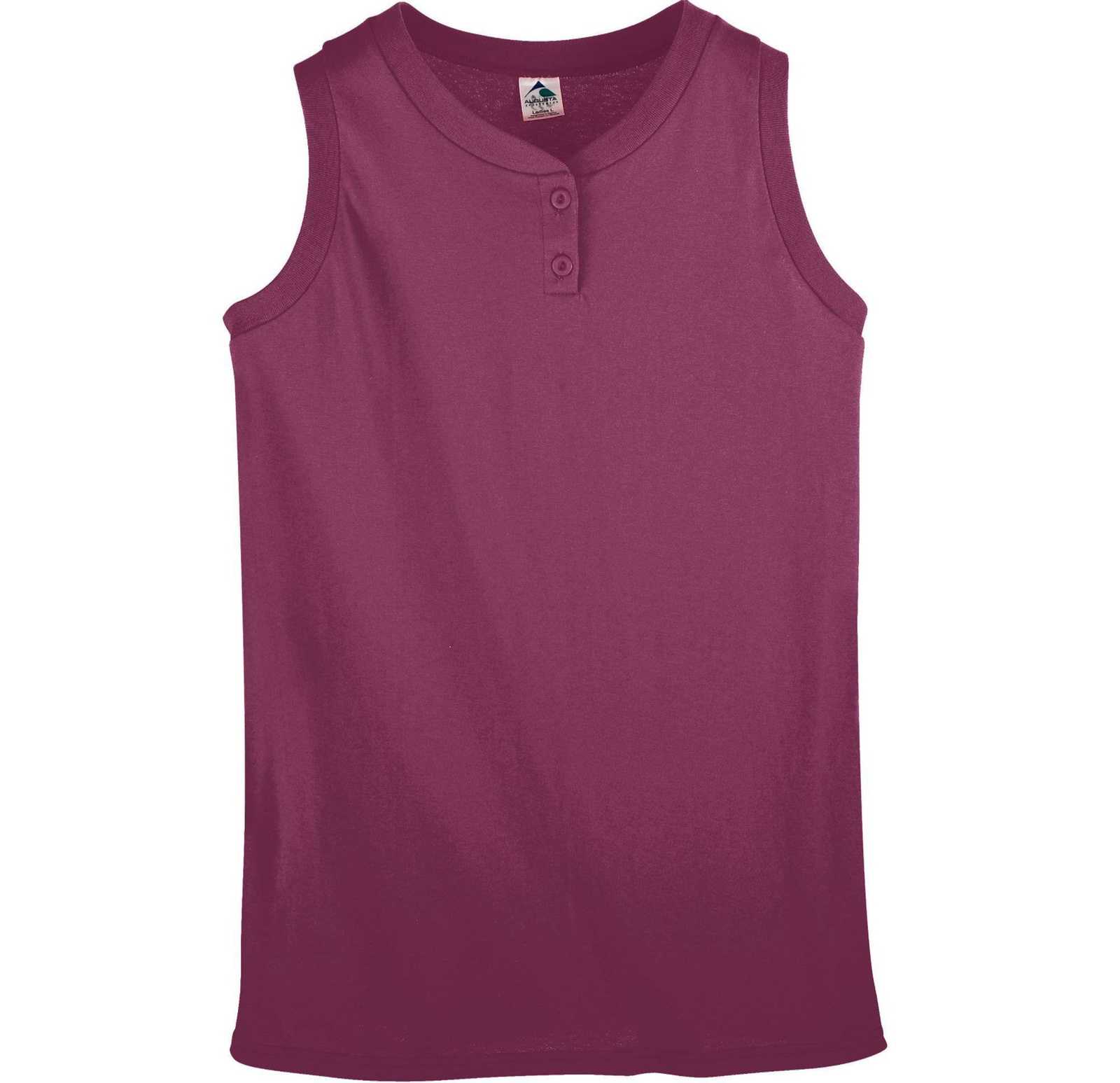 Augusta 550 Ladies Sleeveless Two Button Softball Jersey - Maroon - HIT a Double