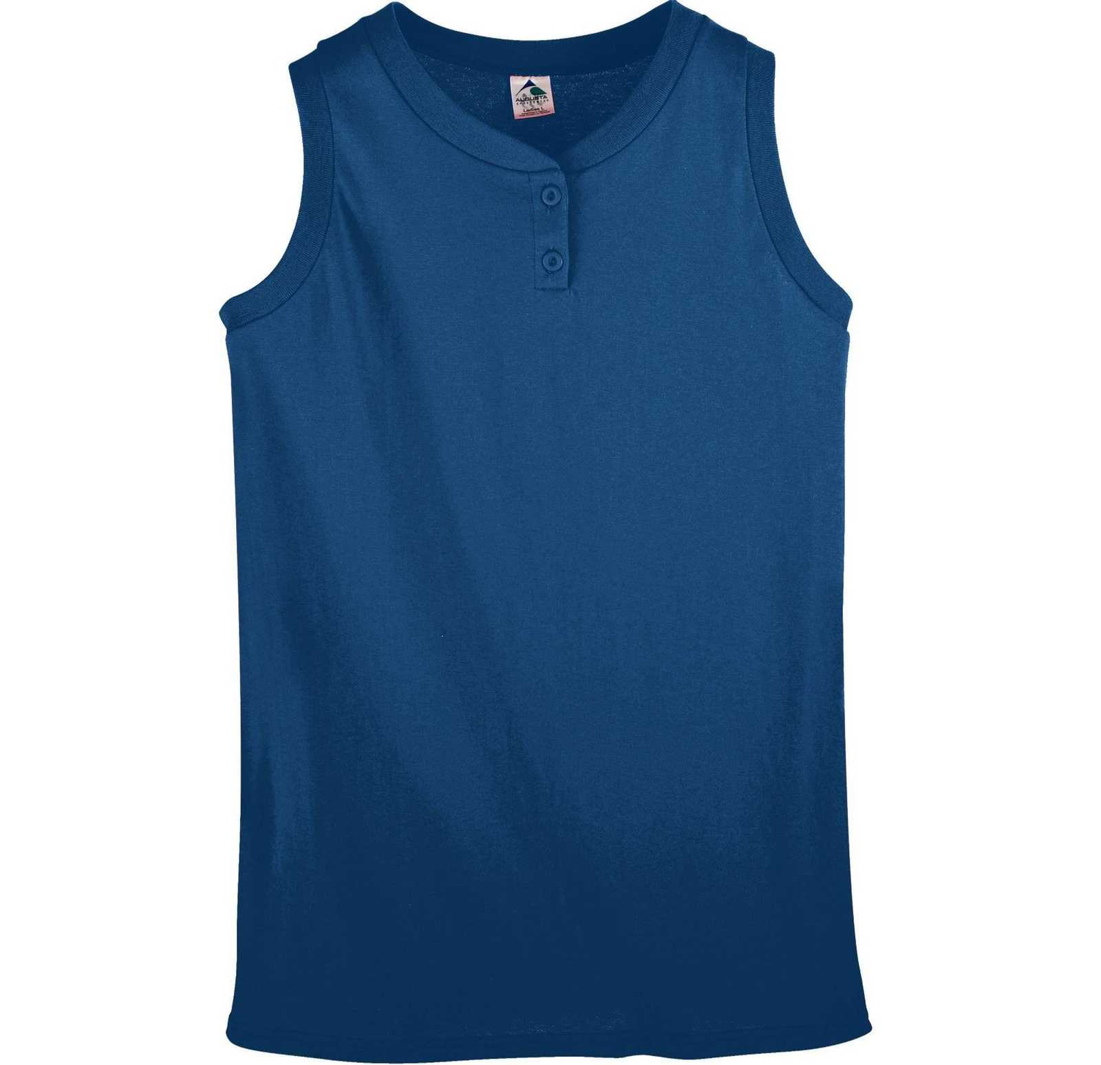 Augusta 550 Ladies Sleeveless Two Button Softball Jersey - Navy - HIT a Double