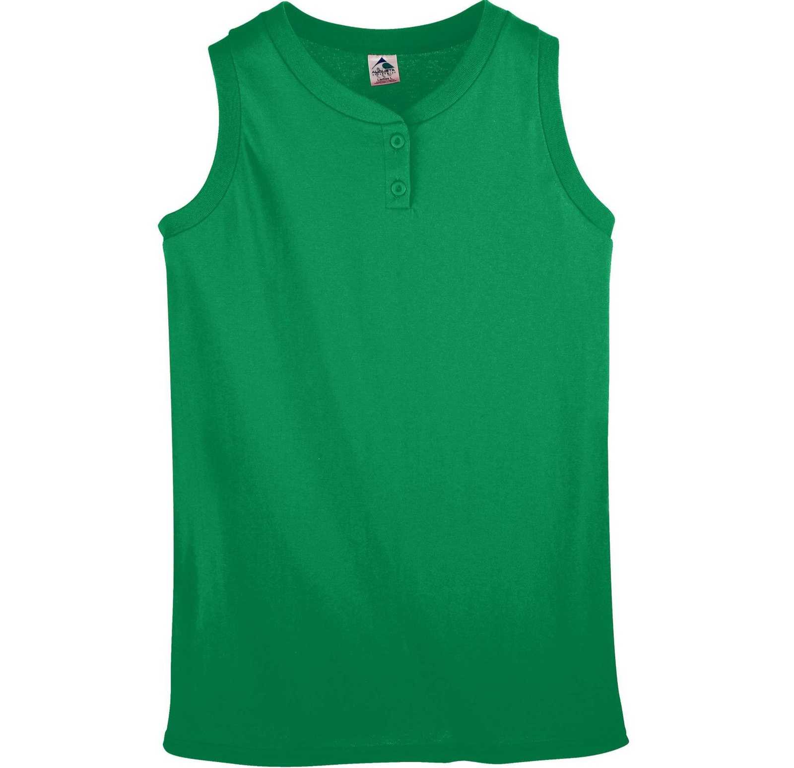 Augusta 551 Girls Sleeveless Two-Button Softball Jersey - Kelly - HIT a Double