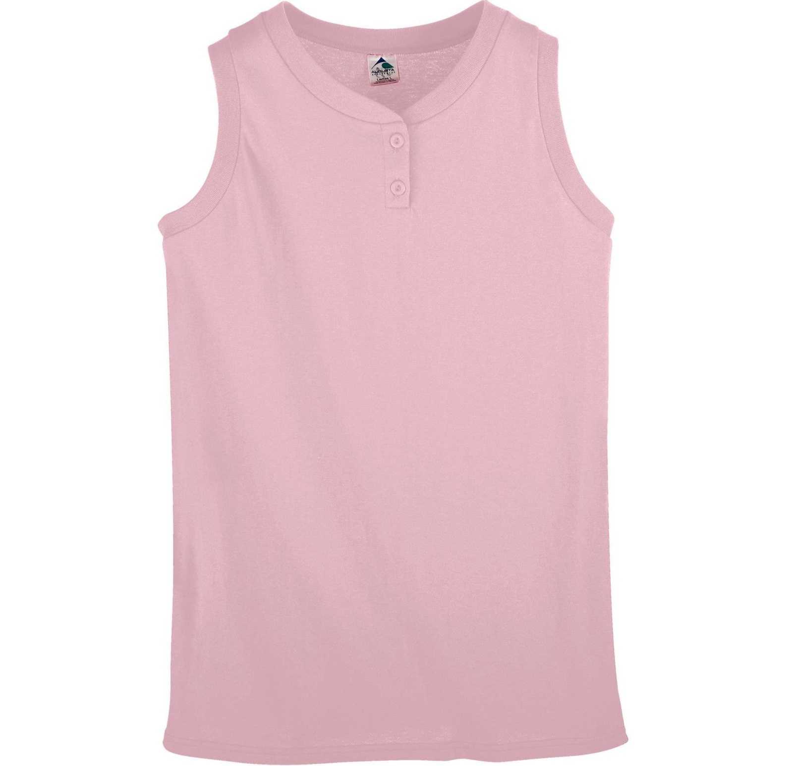 Augusta 551 Girls Sleeveless Two-Button Softball Jersey - Light Pink - HIT a Double