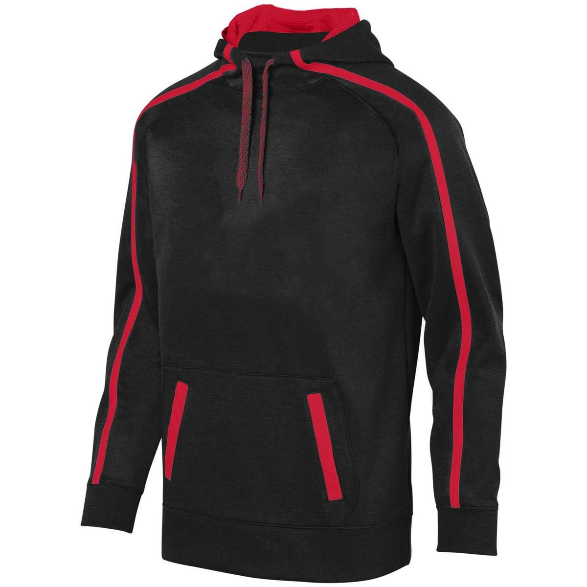 Augusta 5554 Stoked Tonal Heather Hoody - Black Red - HIT a Double