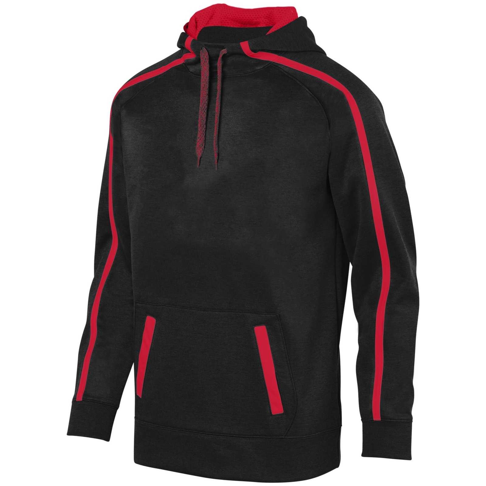 Augusta 5555 Youth Stoked Tonal Heather Hoody - Black Red - HIT a Double