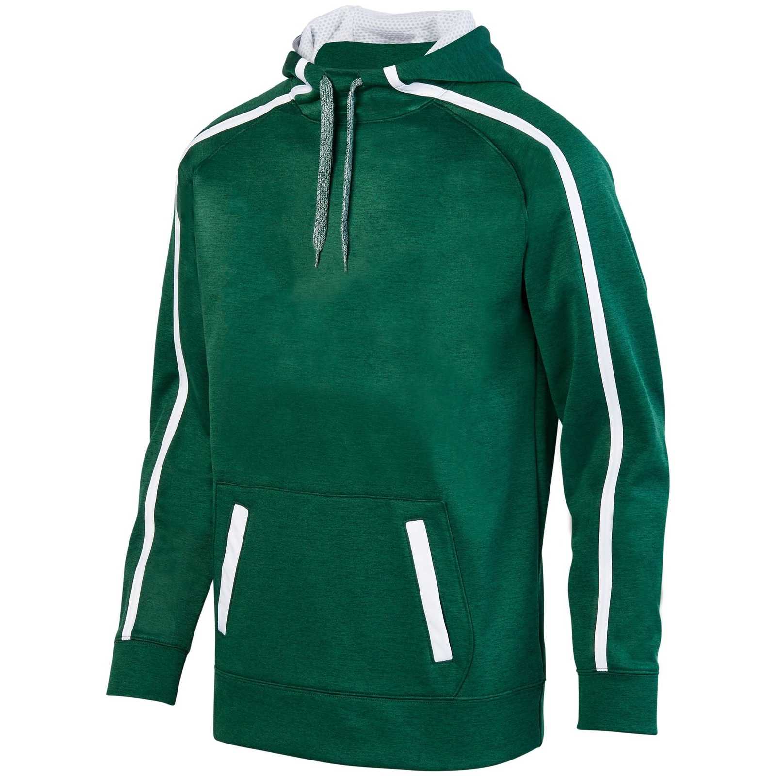 Augusta 5555 Youth Stoked Tonal Heather Hoody - Dark Green White - HIT a Double