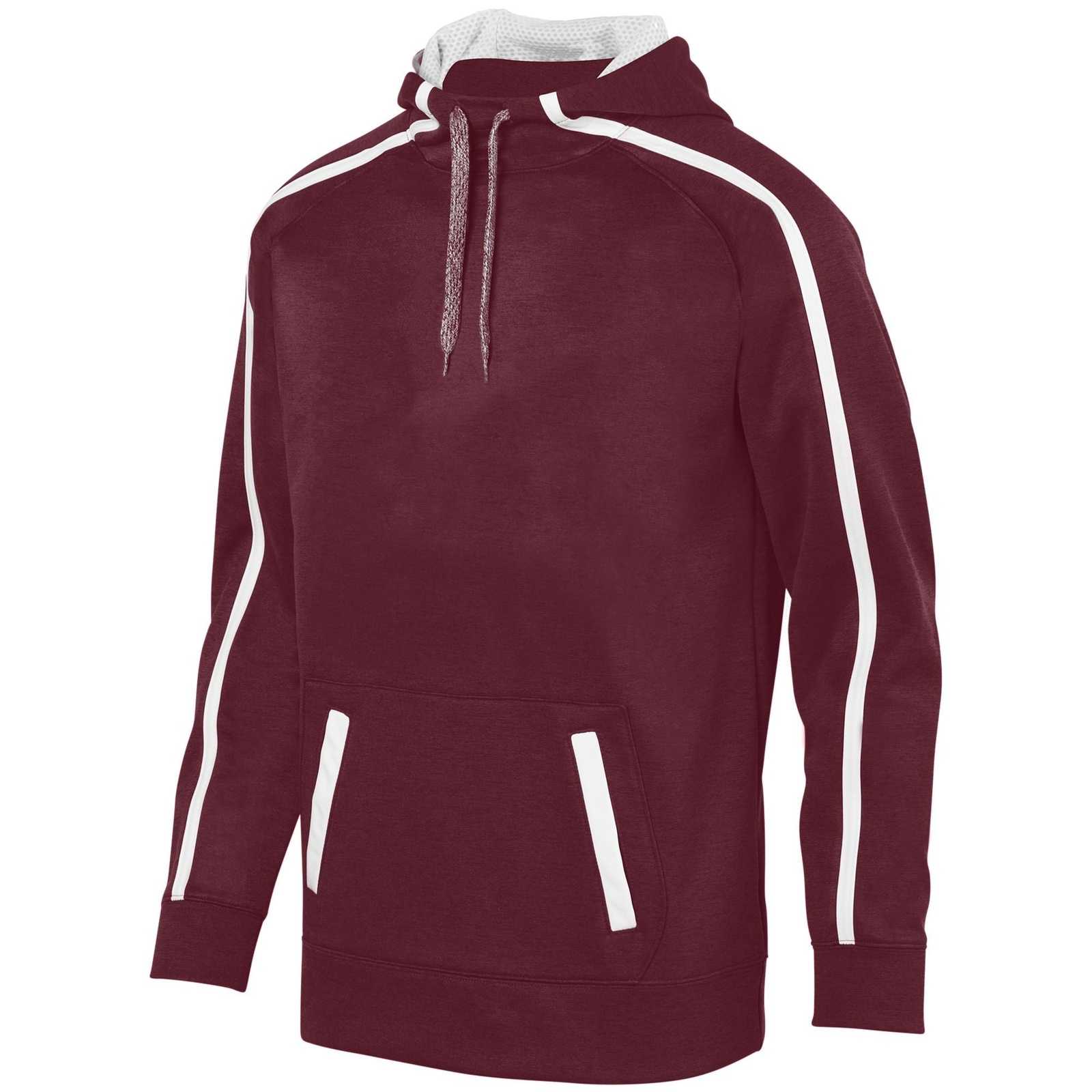 Augusta 5555 Youth Stoked Tonal Heather Hoody - Maroon White - HIT a Double