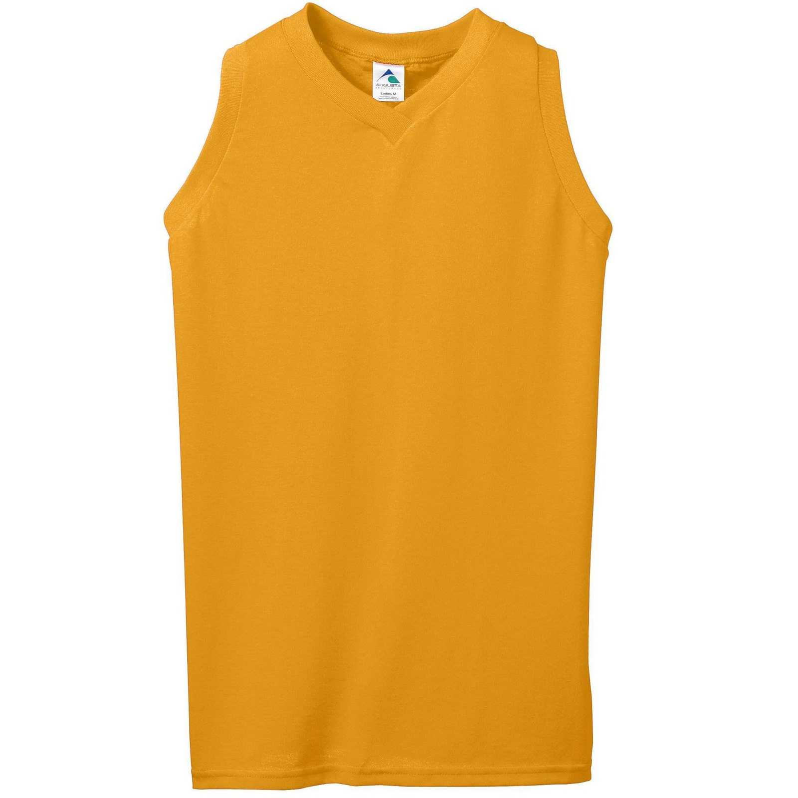 Augusta 556 Ladies Sleeveless V-Neck Poly Cotton Jersey - Gold - HIT a Double