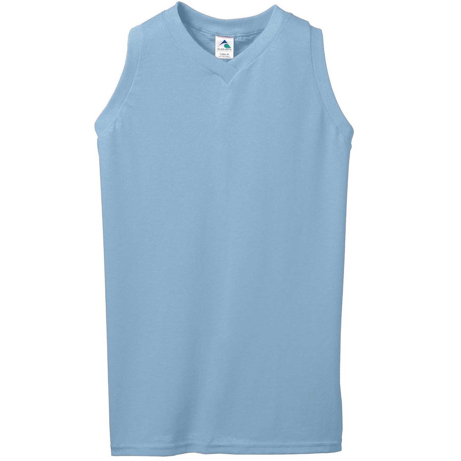 Augusta 556 Ladies Sleeveless V-Neck Poly Cotton Jersey - Light Blue - HIT a Double