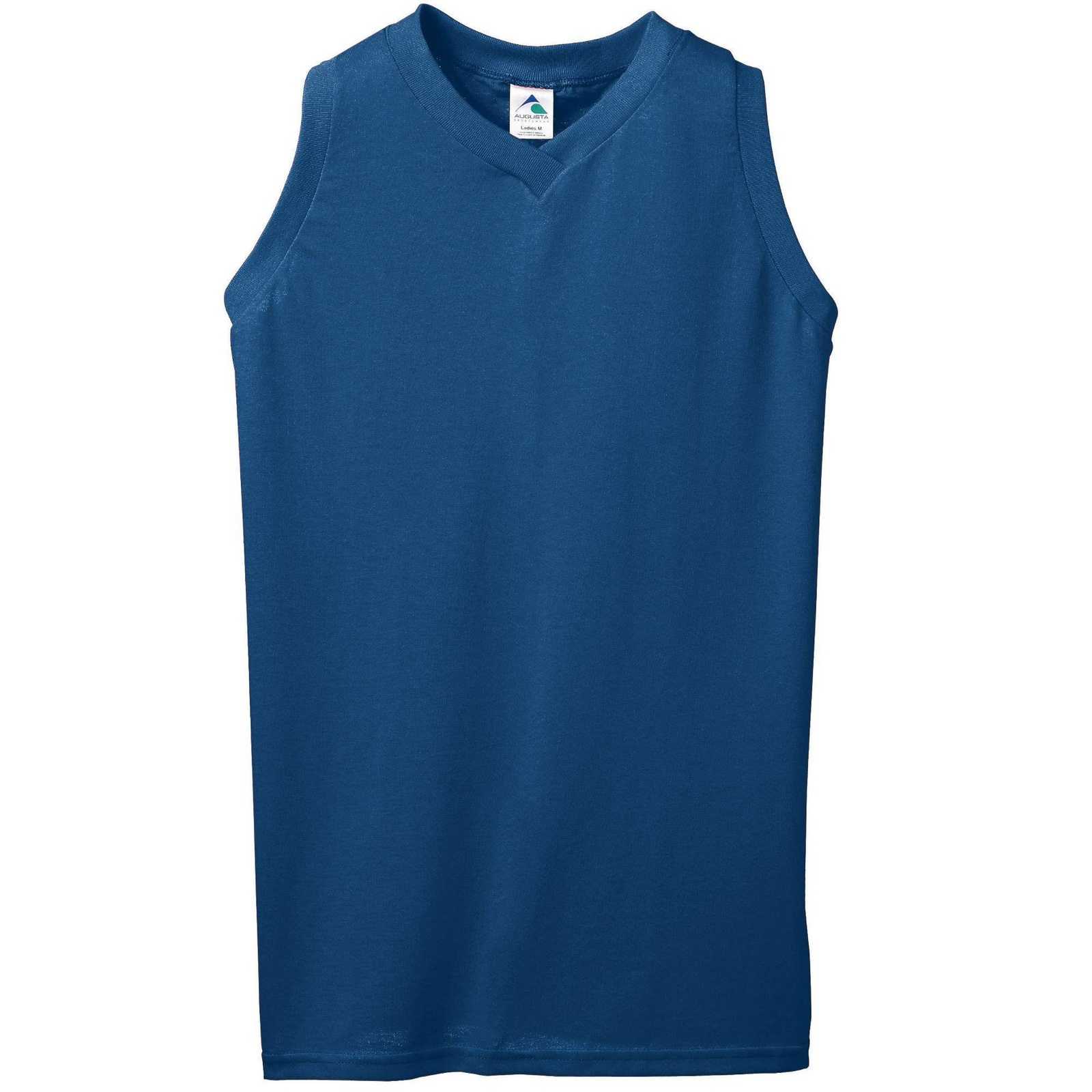 Augusta 556 Ladies Sleeveless V-Neck Poly Cotton Jersey - Navy - HIT a Double