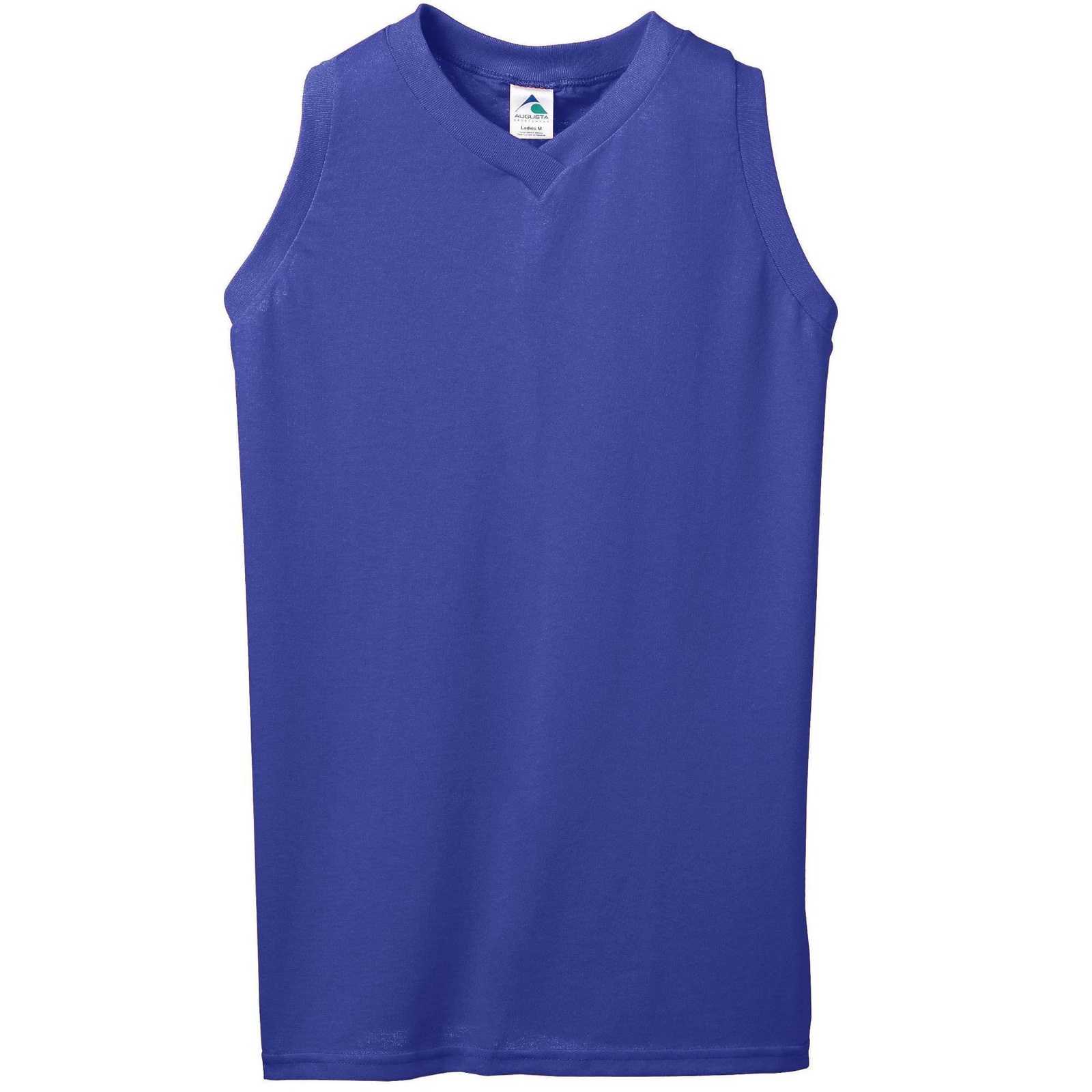 Augusta 556 Ladies Sleeveless V-Neck Poly Cotton Jersey - Purple - HIT a Double