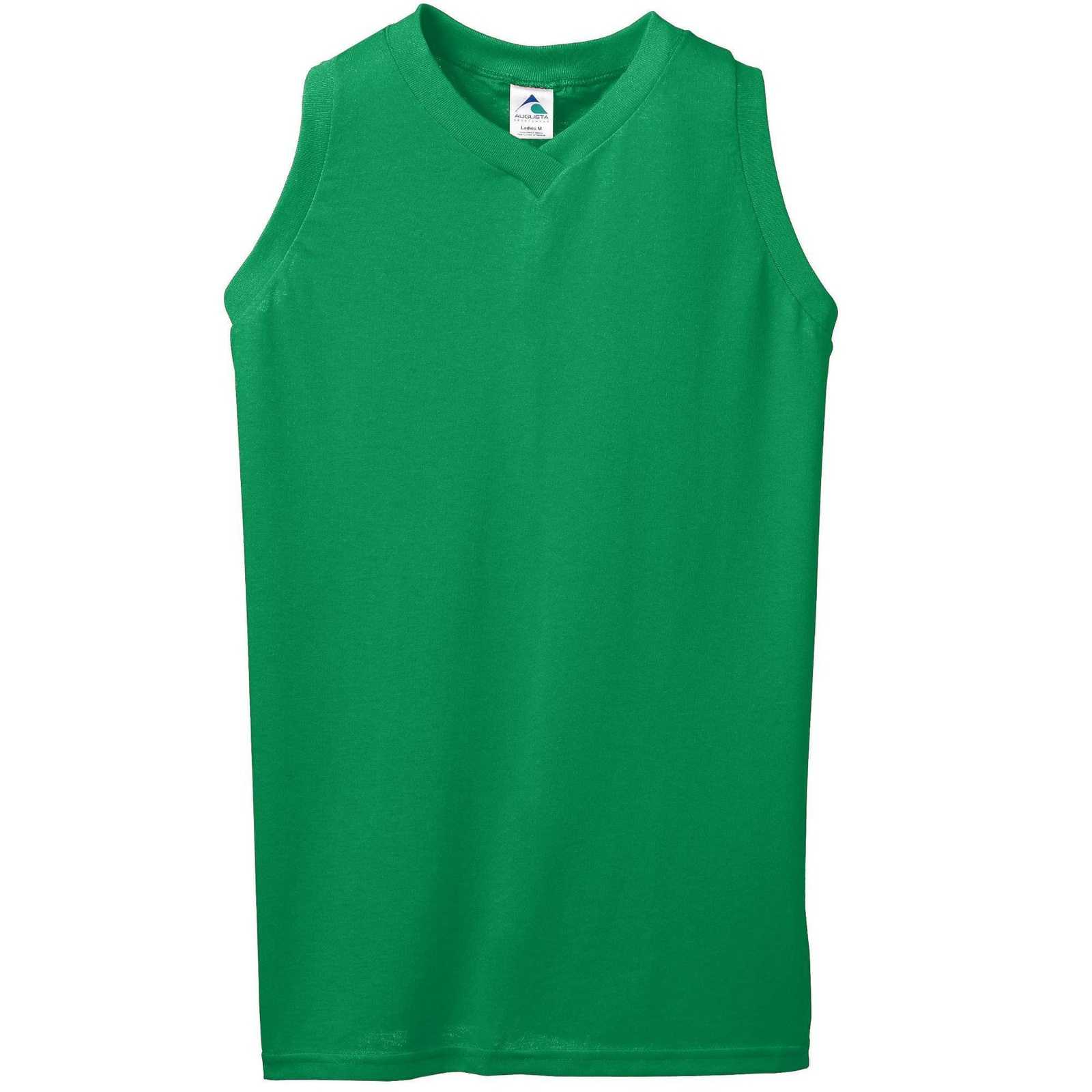 Augusta 557 Girls Sleeveless V-Neck Poly Cotton Jersey - Kelly - HIT a Double