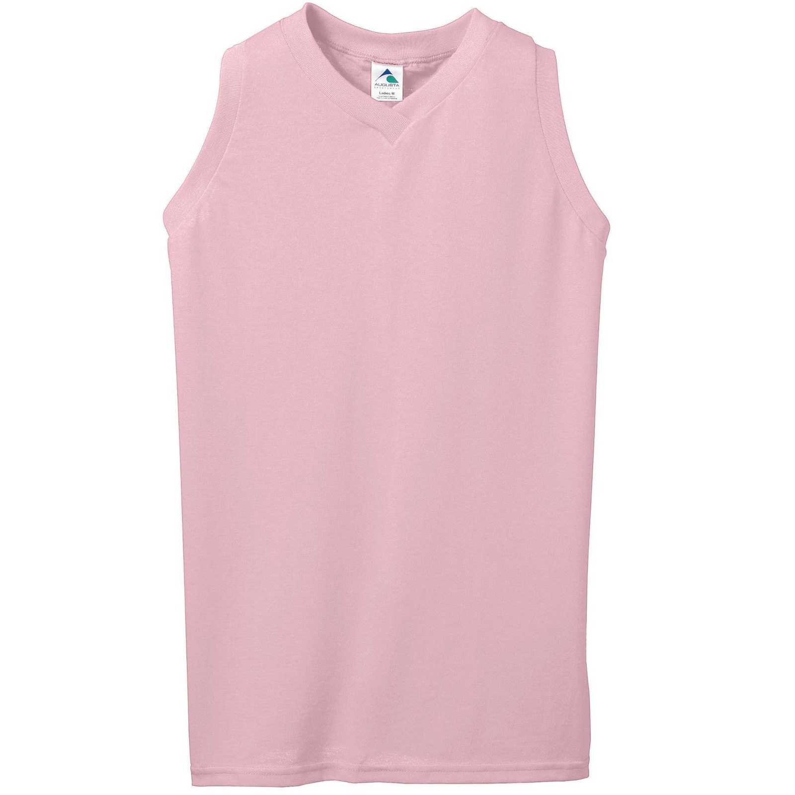 Augusta 557 Girls Sleeveless V-Neck Poly Cotton Jersey - Light Pink - HIT a Double