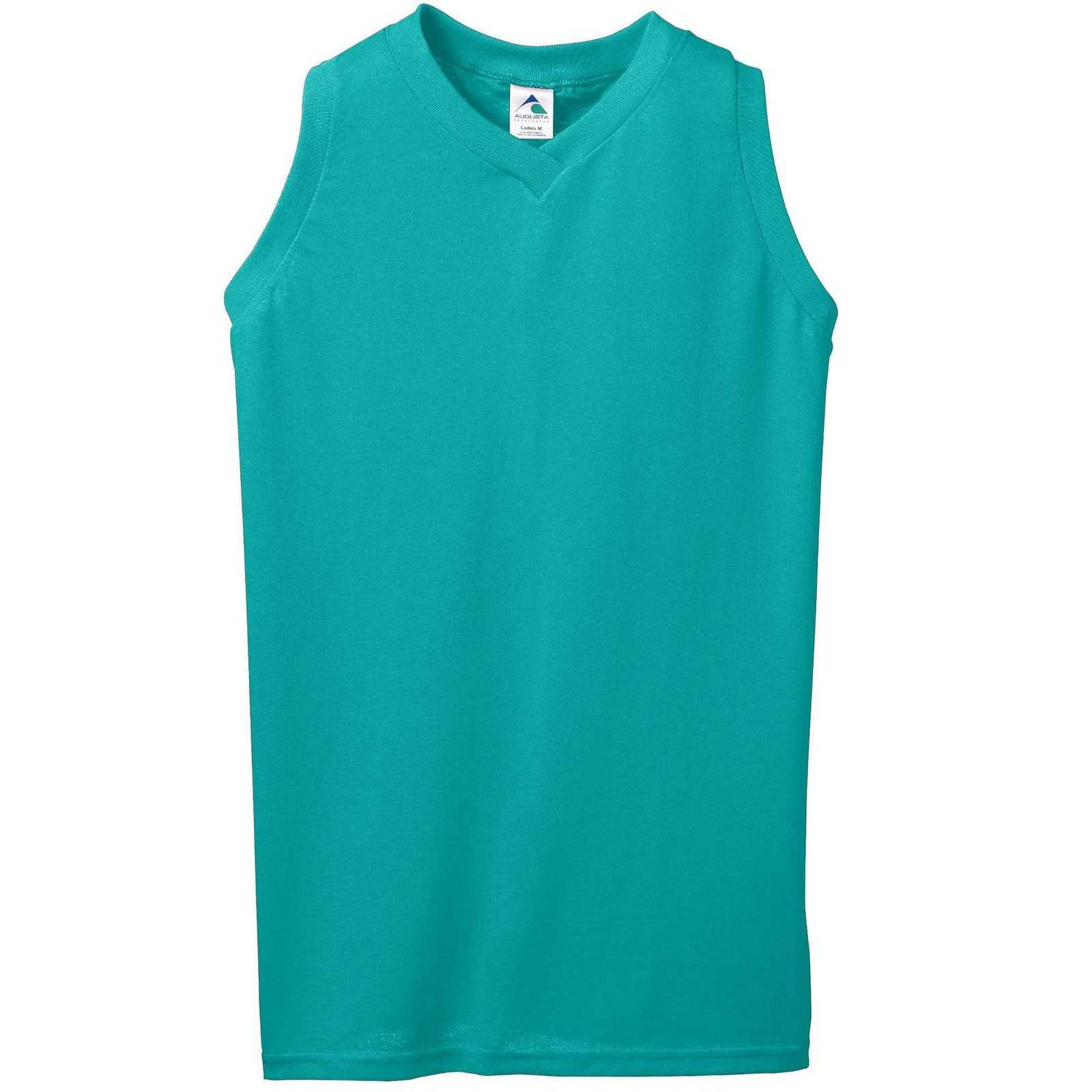 Augusta 557 Girls Sleeveless V-Neck Poly Cotton Jersey - Teal - HIT a Double