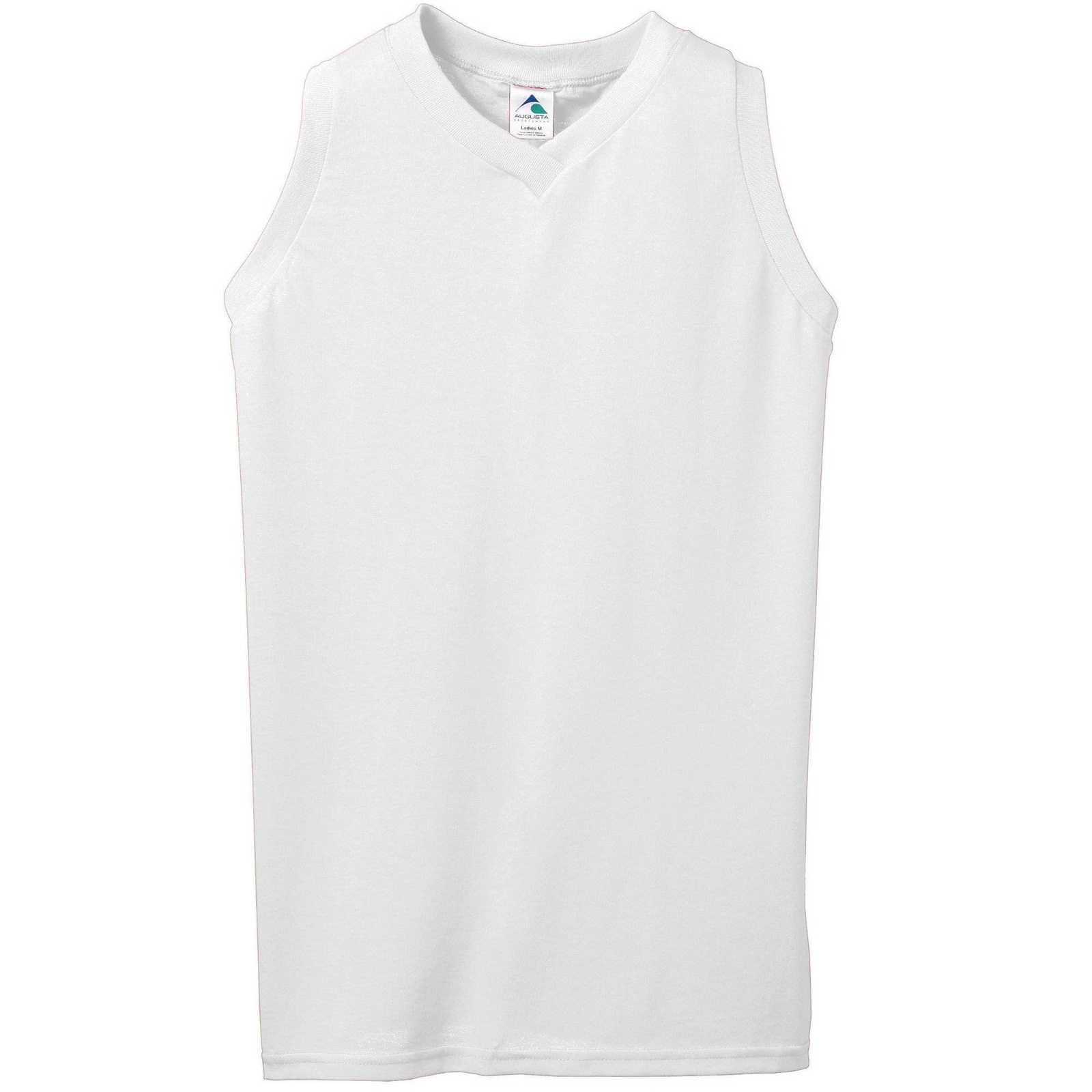 Augusta 557 Girls Sleeveless V-Neck Poly Cotton Jersey - White - HIT a Double