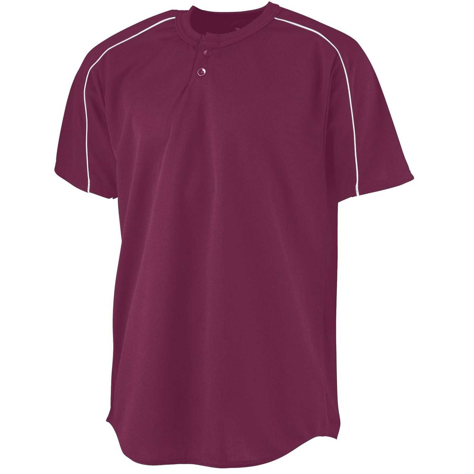 Augusta 585 Wicking Two-Button Baseball Jersey - Maroon White - HIT a Double