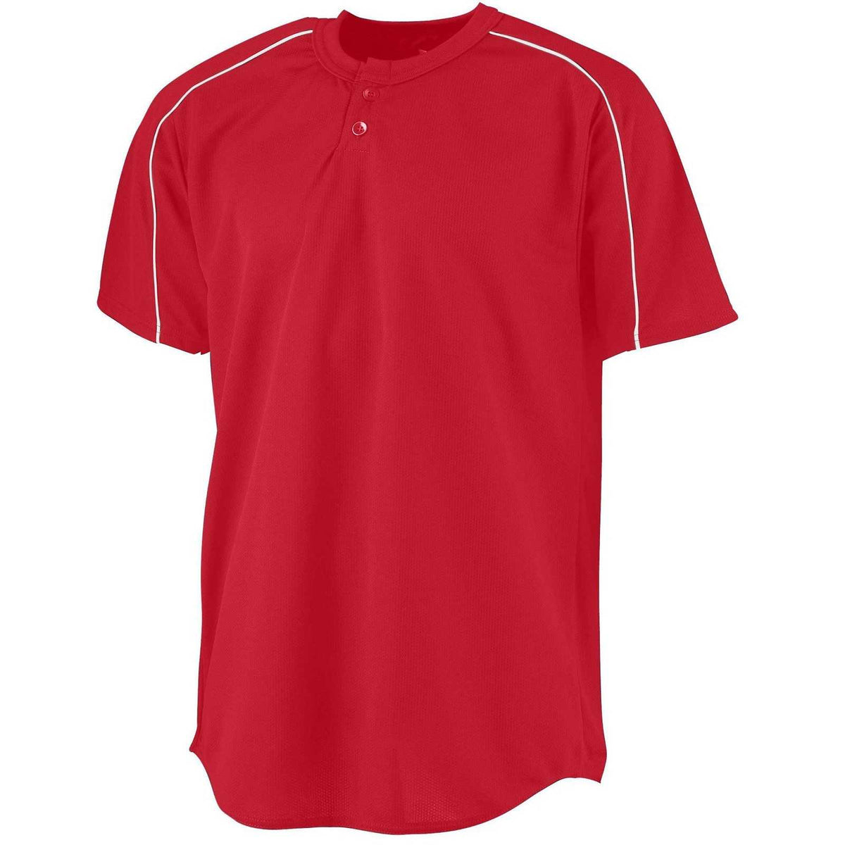 Augusta 585 Wicking Two-Button Baseball Jersey - Red White - HIT a Double