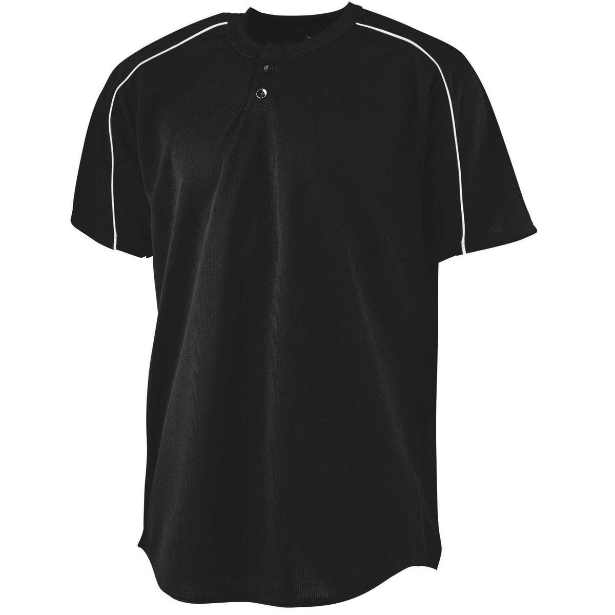 Augusta 586 Wicking Two-Button Baseball Jersey - Youth - Black White - HIT a Double